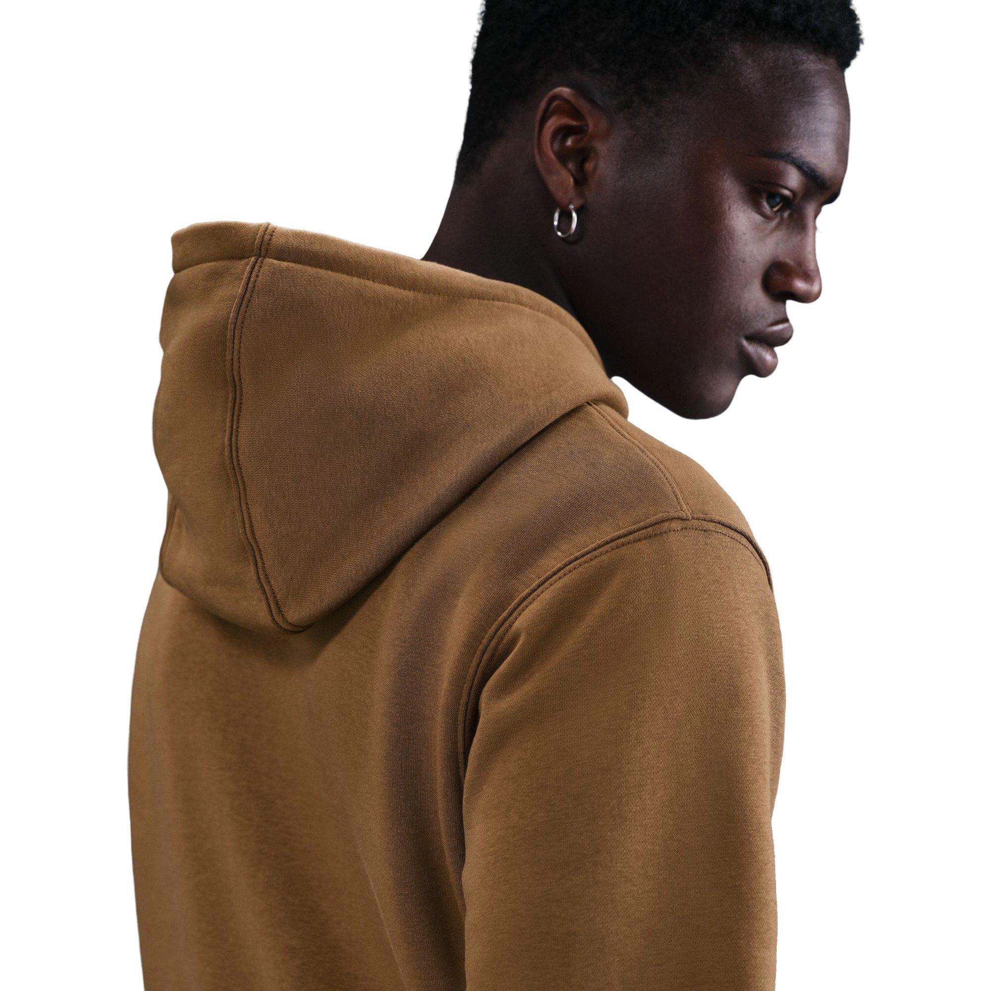 Nike Men's Club Fleece Pullover Hoodie - Brown - BROWN Thumbnail View 4