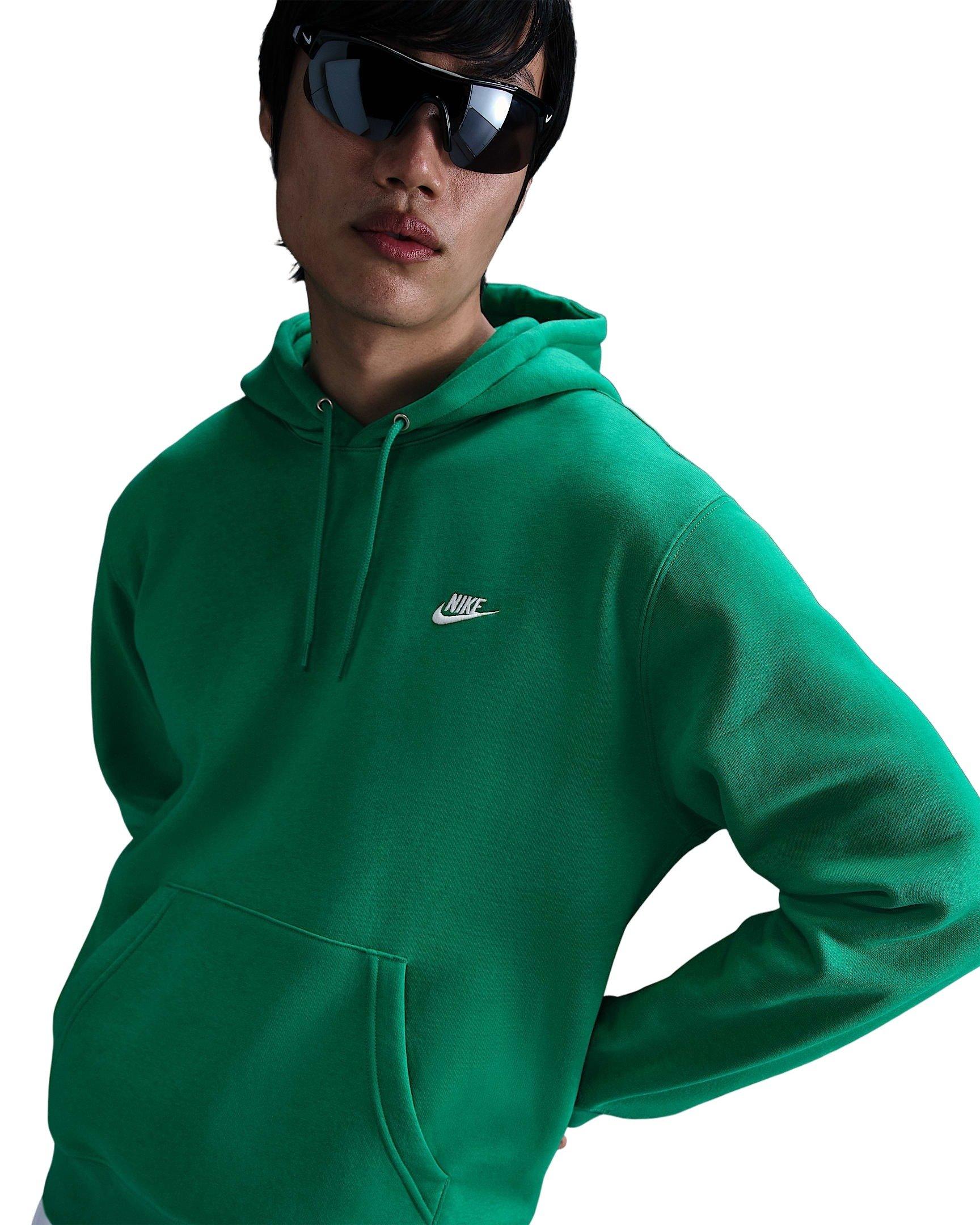 Nike Men's Club Pullover Fleece Hoodie - Green - GREEN Thumbnail View 1