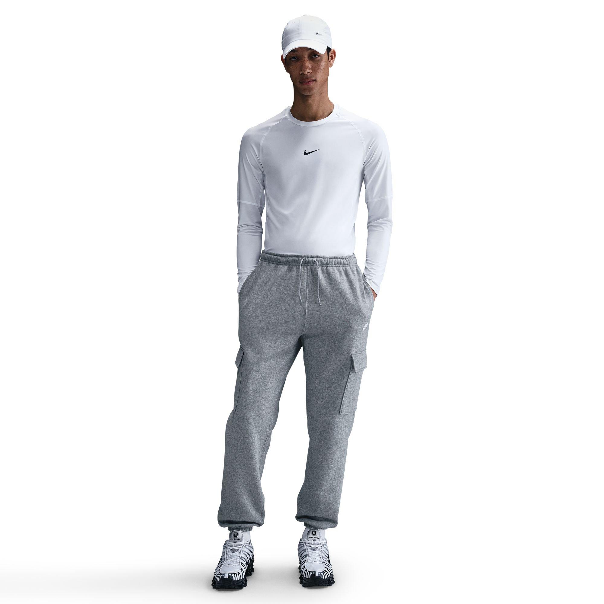 Nike Men's Club Fleece Cargo Pants - Grey - GREY Thumbnail View 1