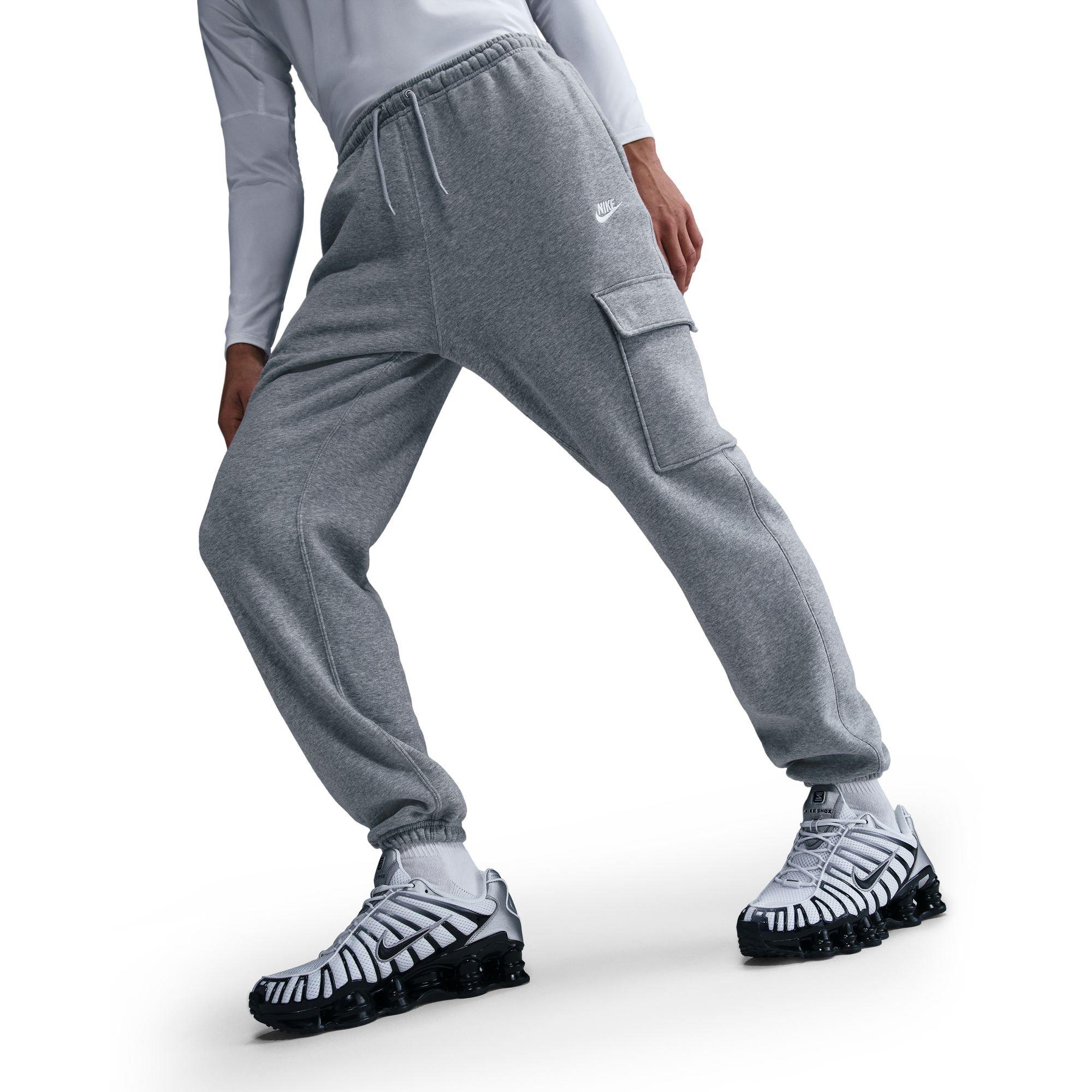 Nike Men's Club Fleece Cargo Pants - Grey - GREY Thumbnail View 3