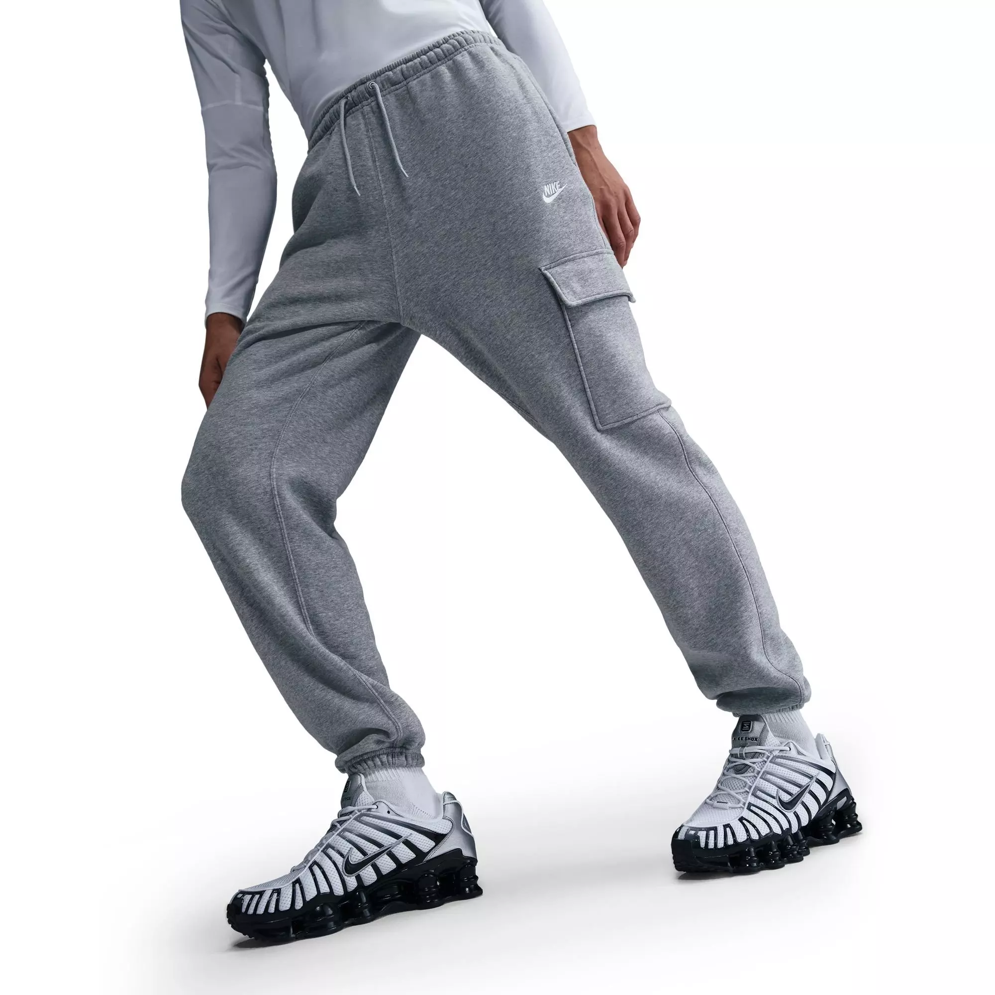 Nike Men's Club Fleece Cargo Pants - Grey - GREY