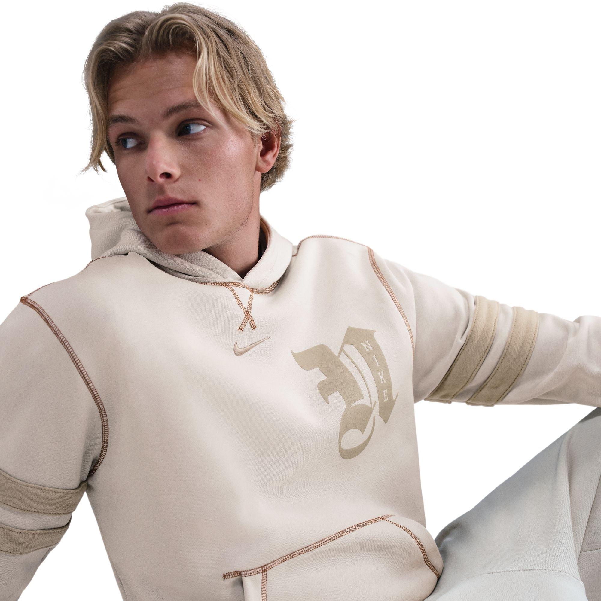 Nike Men's Club Fleece Pullover Hoodie - Tan - TAN Thumbnail View 5