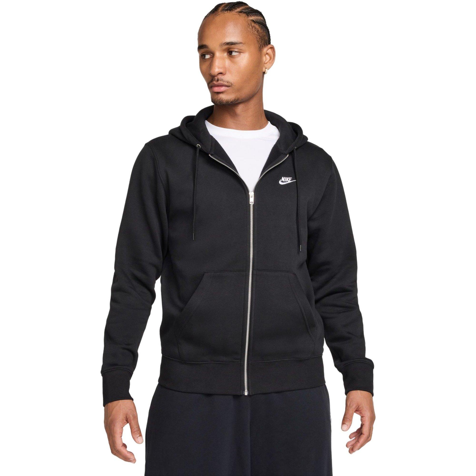 Nike Men's Club Full-Zip Fleece Jacket - Black/White - BLACK/WHITE Thumbnail View 1