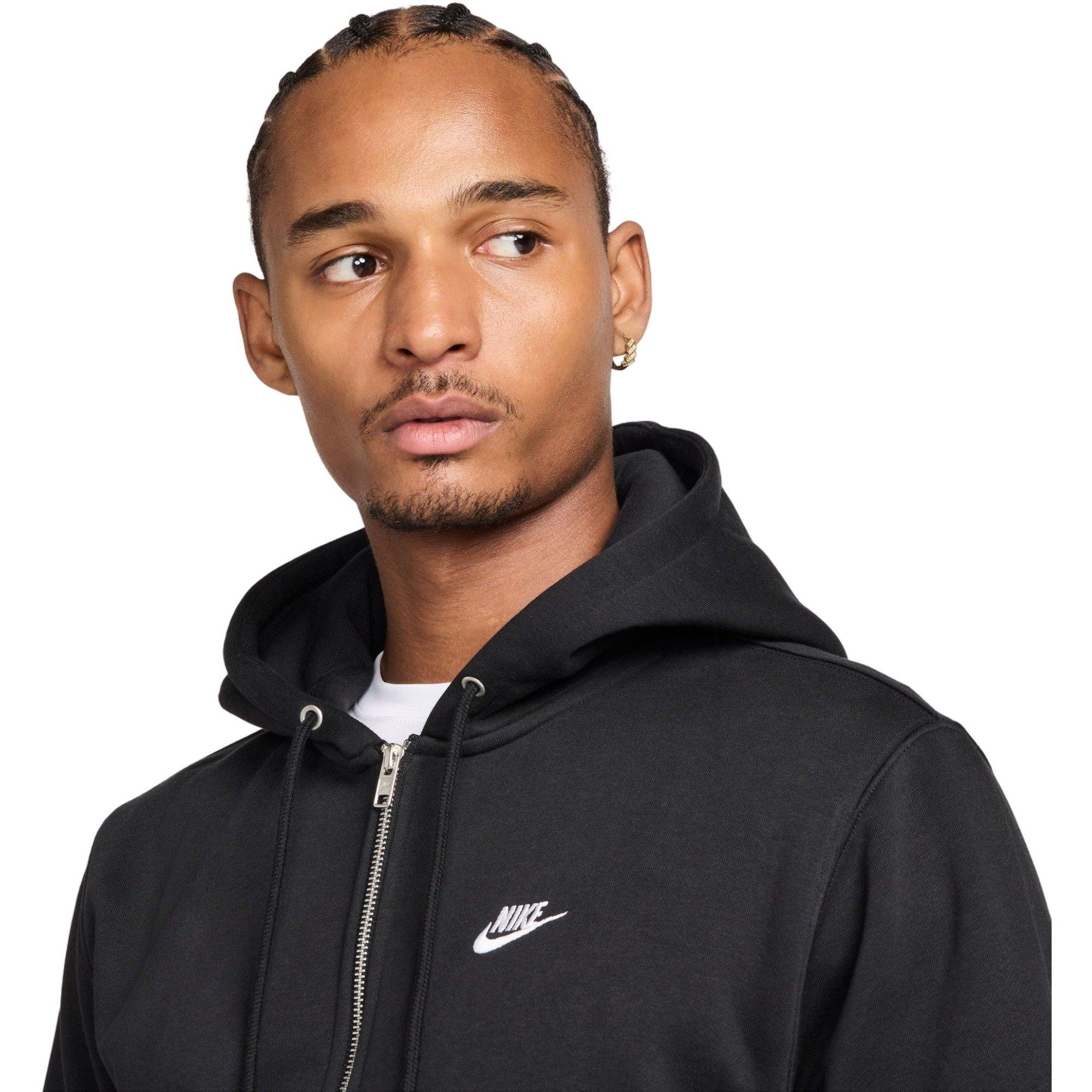 Nike Men's Club Full-Zip Fleece Jacket - Black/White - BLACK/WHITE Thumbnail View 3