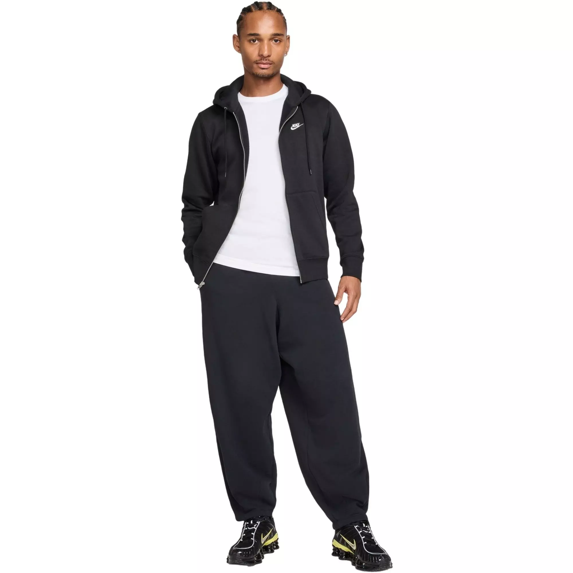 Nike Men's Club Full-Zip Fleece Jacket - Black/White - BLACK/WHITE