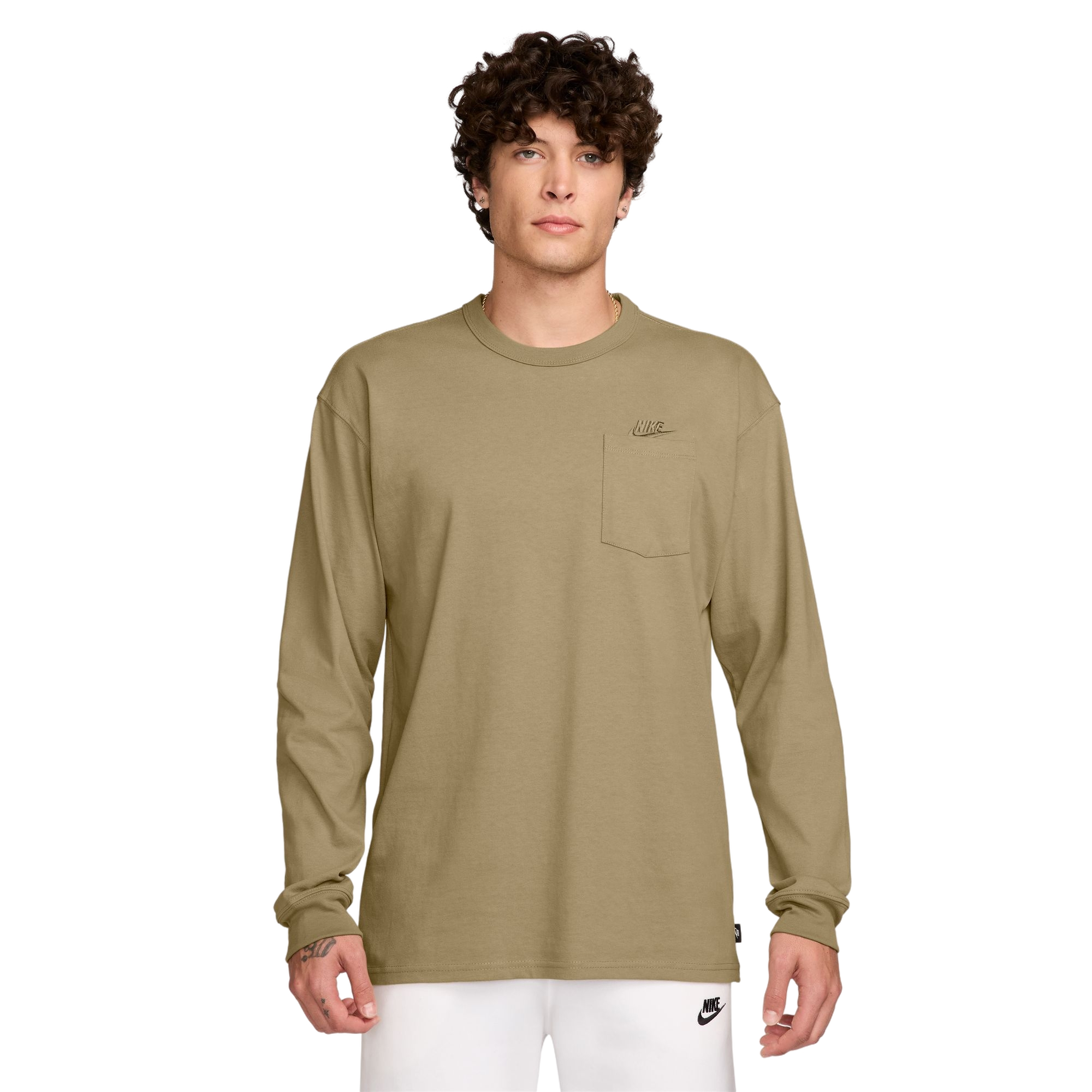 Nike Men's Sportswear Premium Essentials Pocket Long-Sleeve Tee - BEIGE Thumbnail View 1