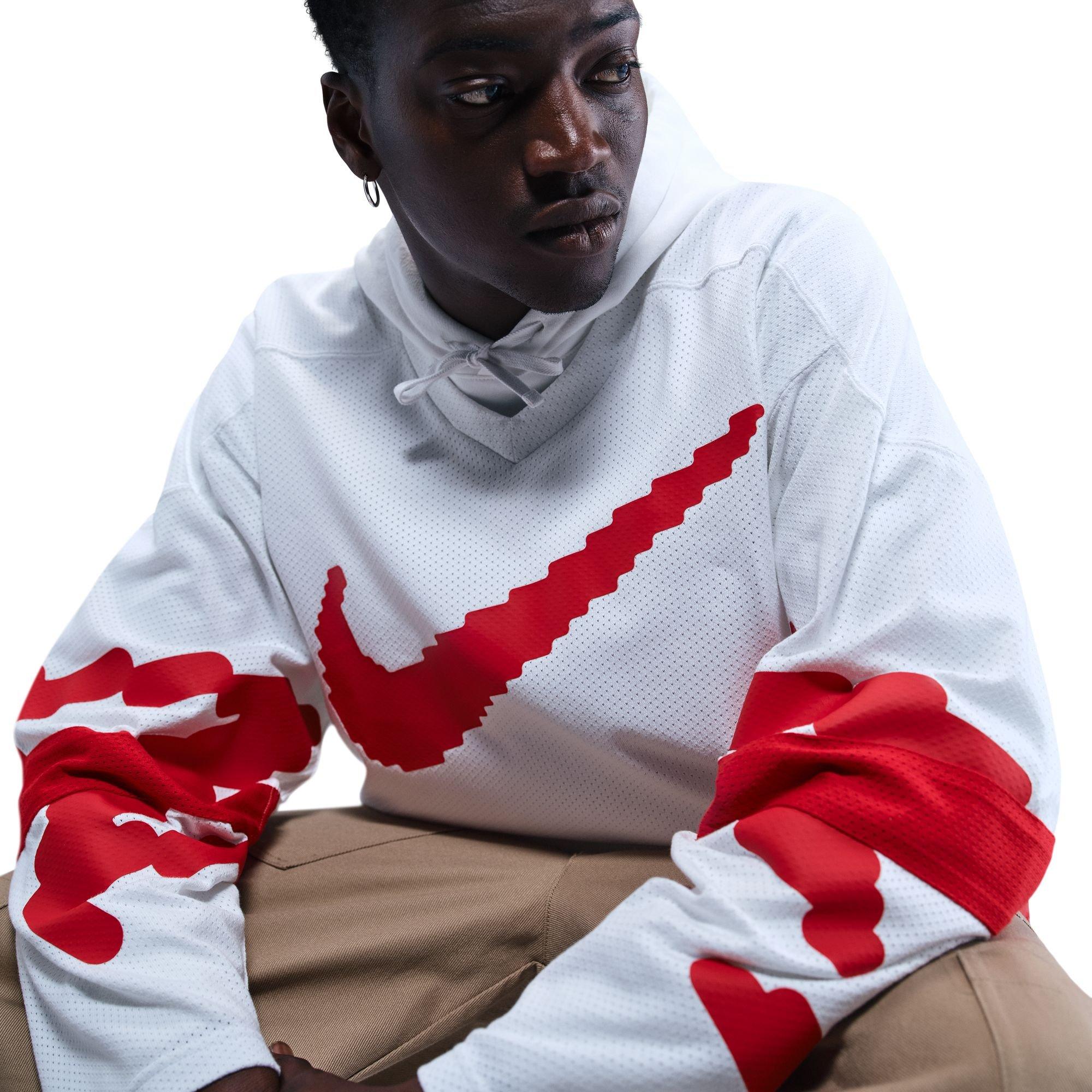 Nike Men's Sportswear Club Hockey Jersey - WHITE/RED Thumbnail View 3