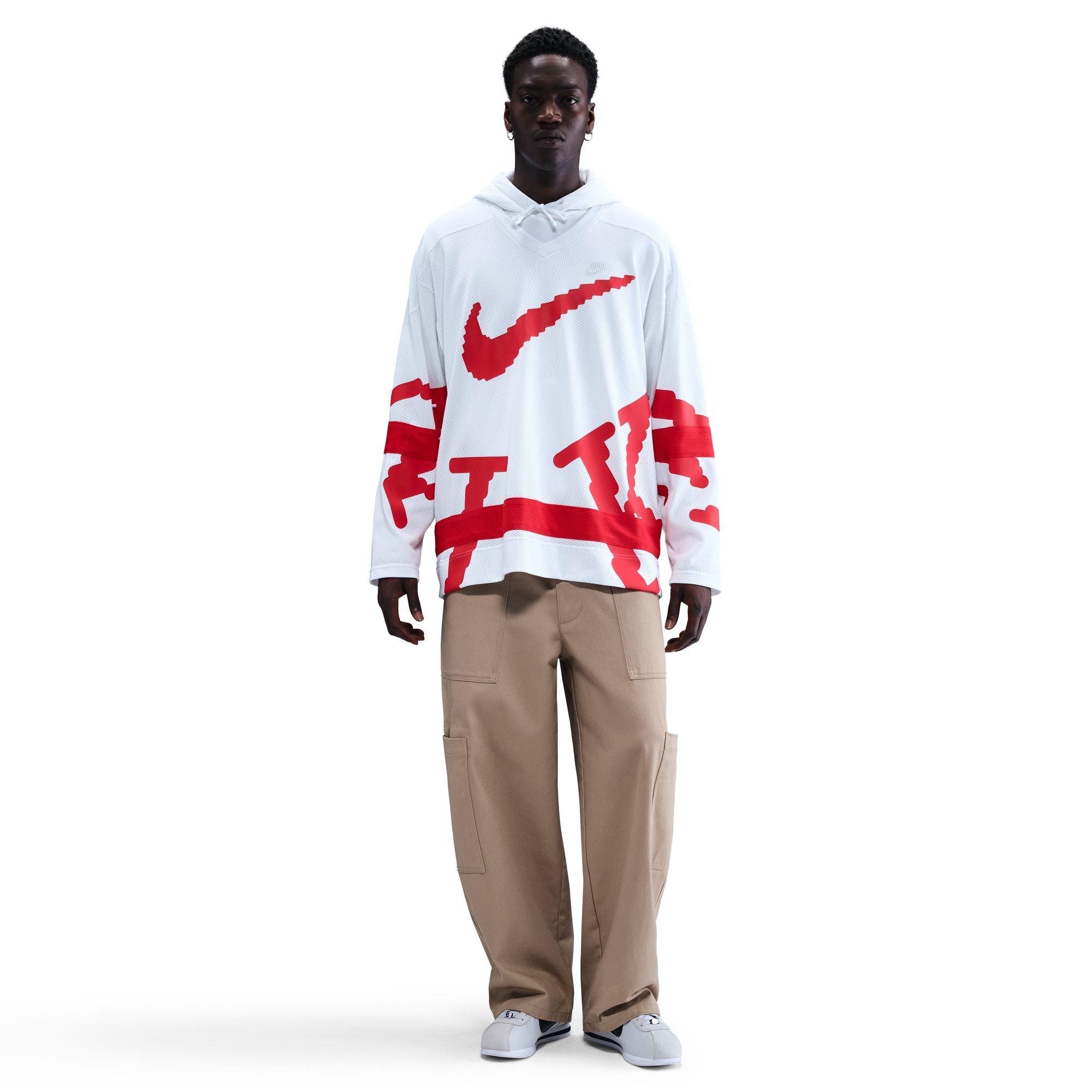 Nike Men's Sportswear Club Hockey Jersey - WHITE/RED Thumbnail View 4
