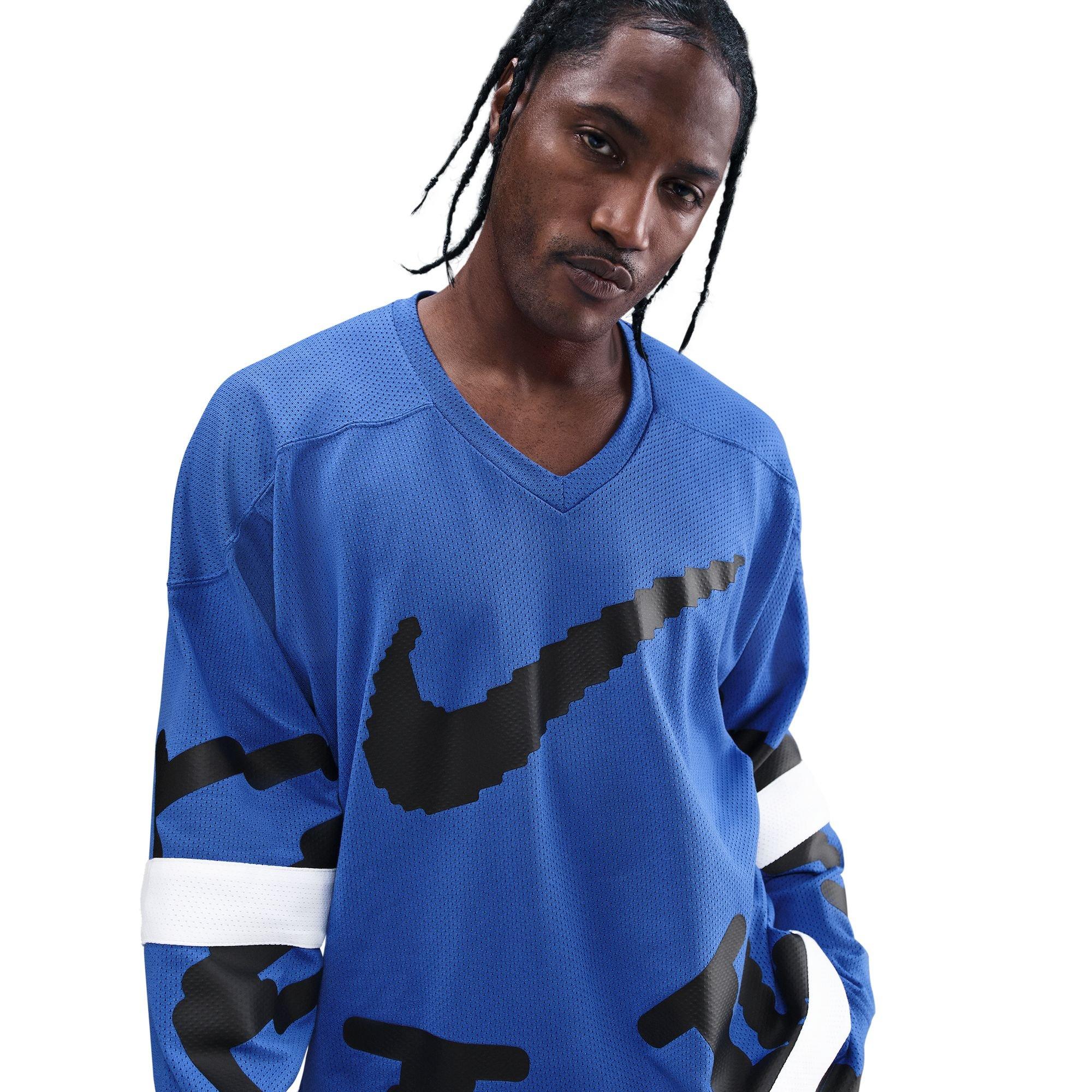Nike Men's Sportswear Club Hockey Jersey-Blue/Black - BLUE/BLACK Thumbnail View 3