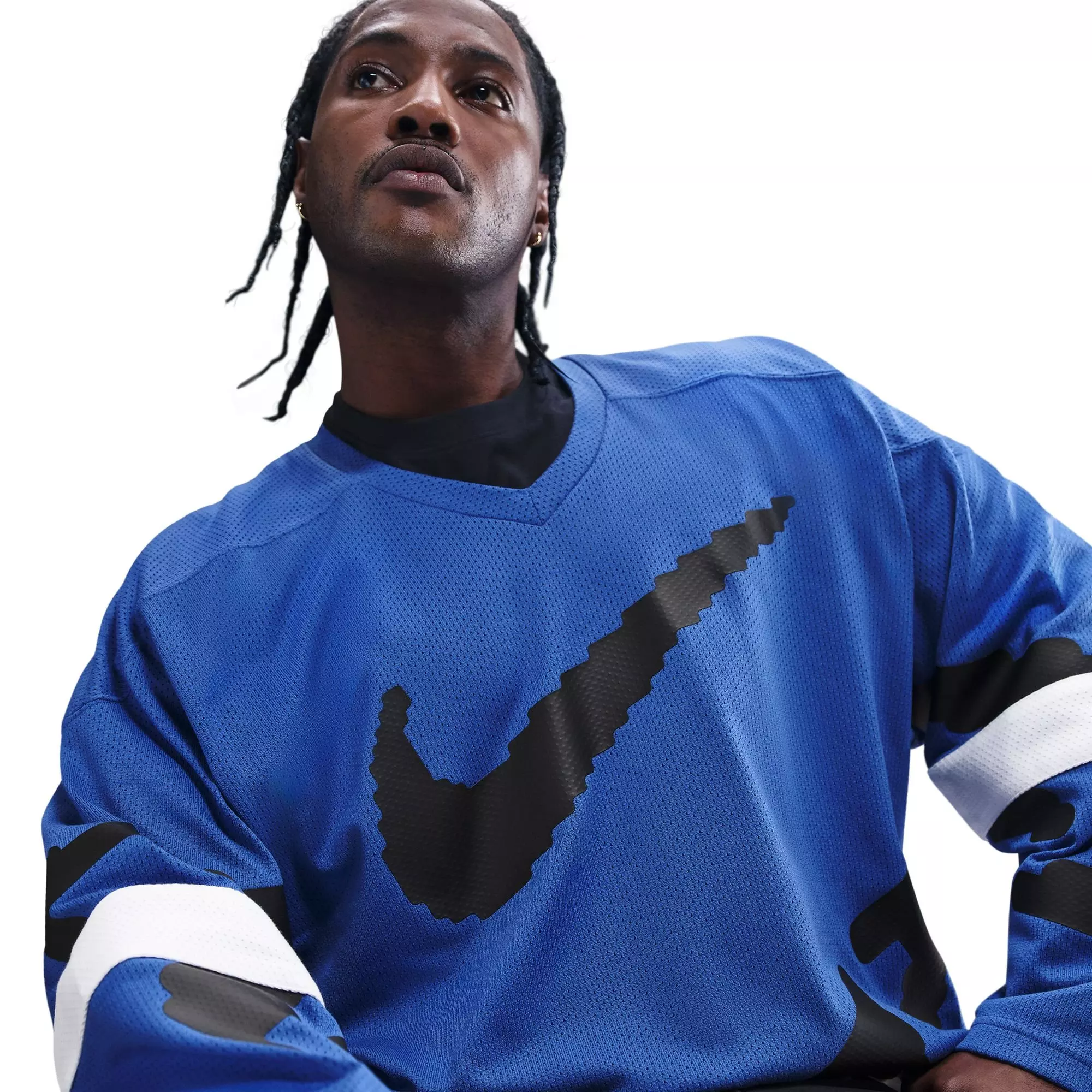 Nike Men's Sportswear Club Hockey Jersey-Blue/Black - BLUE/BLACK