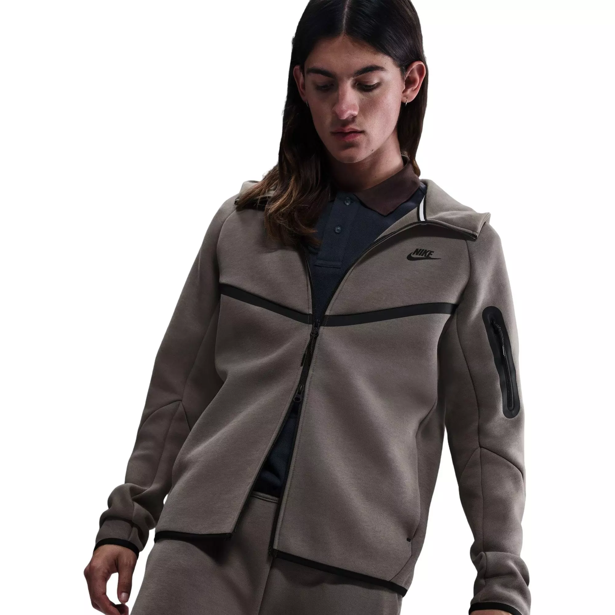 Nike Men's Tech Full-Zip Windrunner Jacket - Cave Stone - BROWN