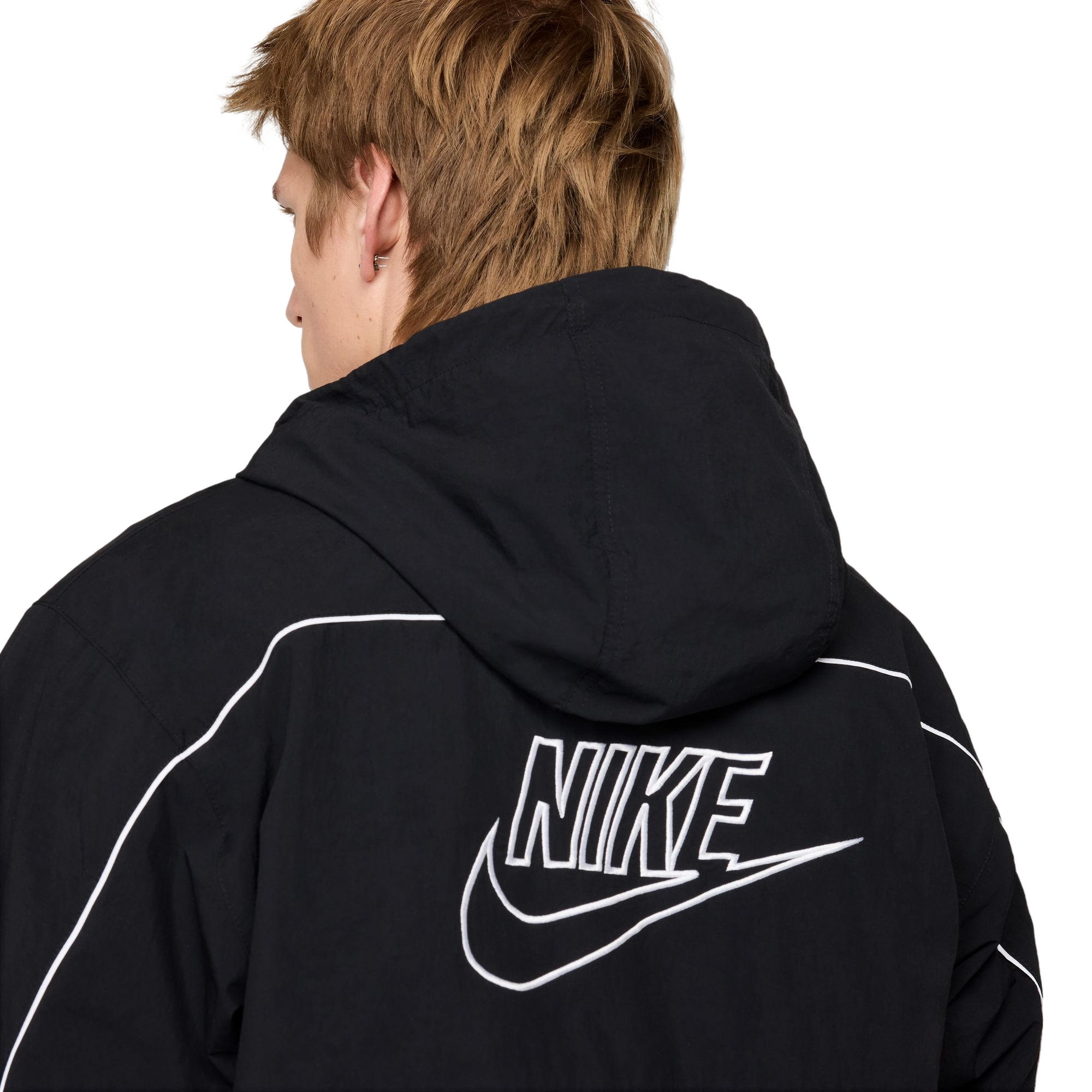 Nike Men's Club Hooded Jacket - BLACK Thumbnail View 4