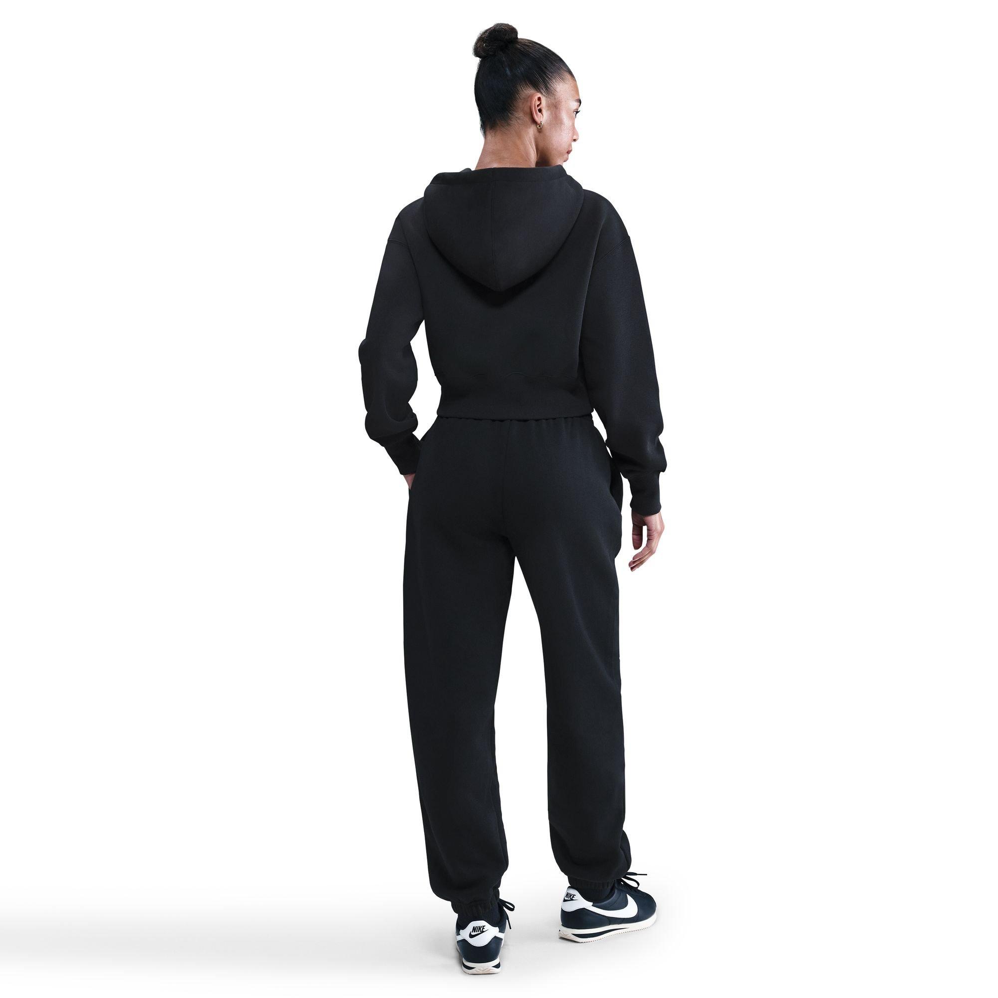 Nike Women's Sportswear Phoenix Fleece Loose Full-Zip Crop Jacket - BLACK Thumbnail View 2