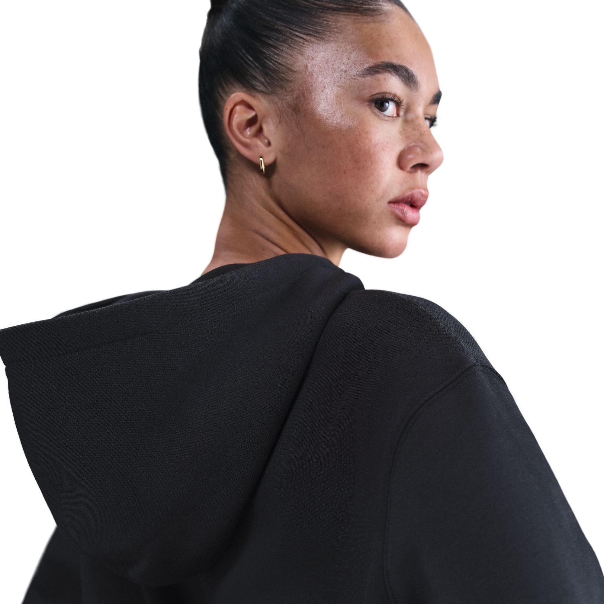 Nike Women's Sportswear Phoenix Fleece Loose Full-Zip Crop Jacket - BLACK Thumbnail View 4