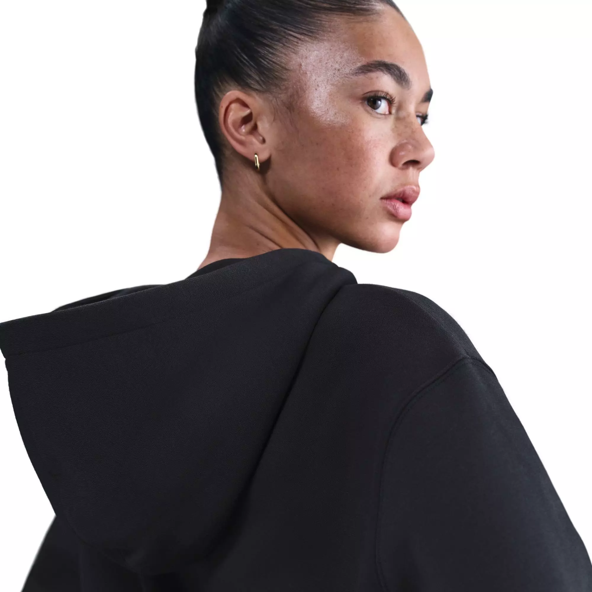 Nike Women's Sportswear Phoenix Fleece Loose Full-Zip Crop Jacket - BLACK