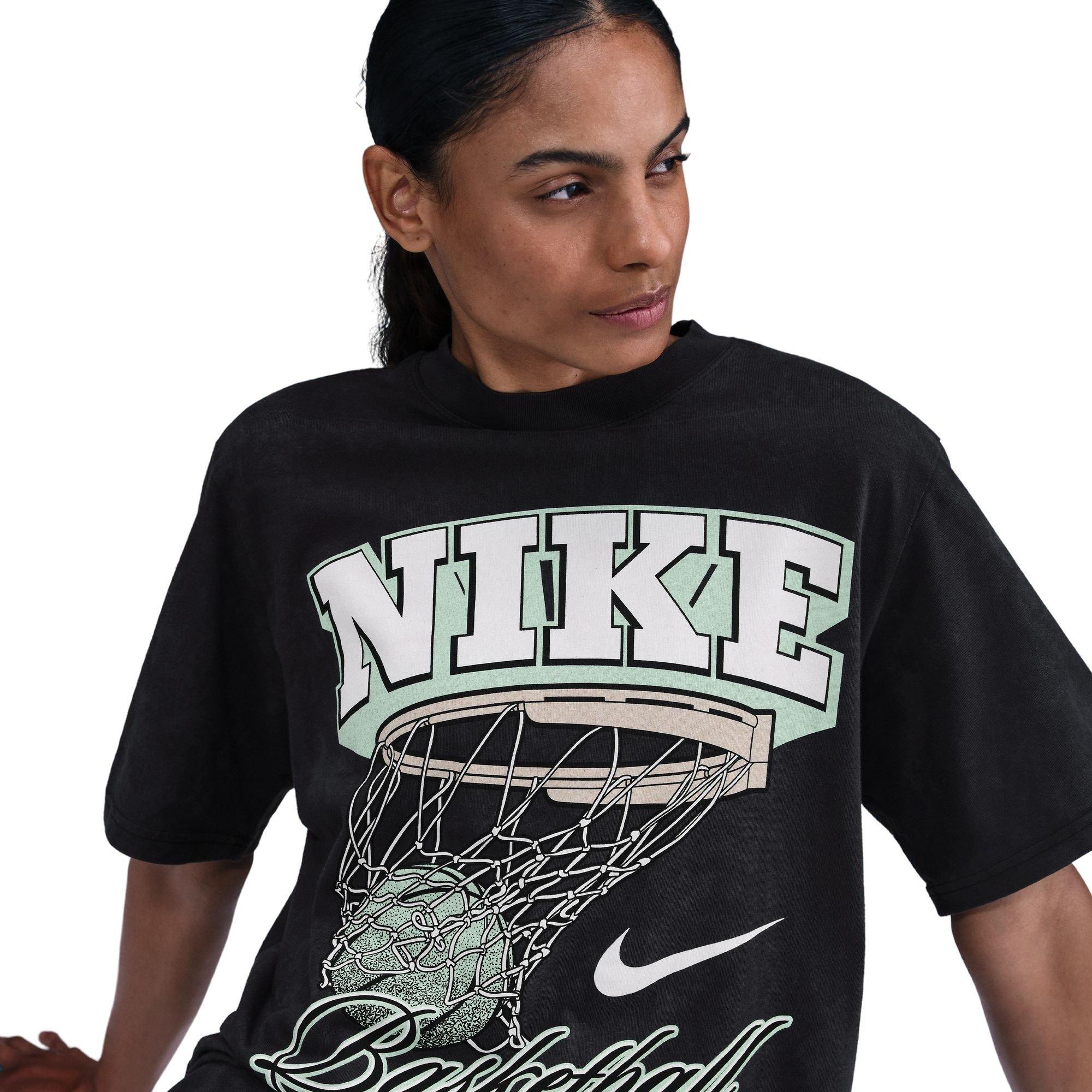 Nike Women's Short-Sleeve Basketball Tee-Black/Teal - BLACK/TEAL Thumbnail View 4