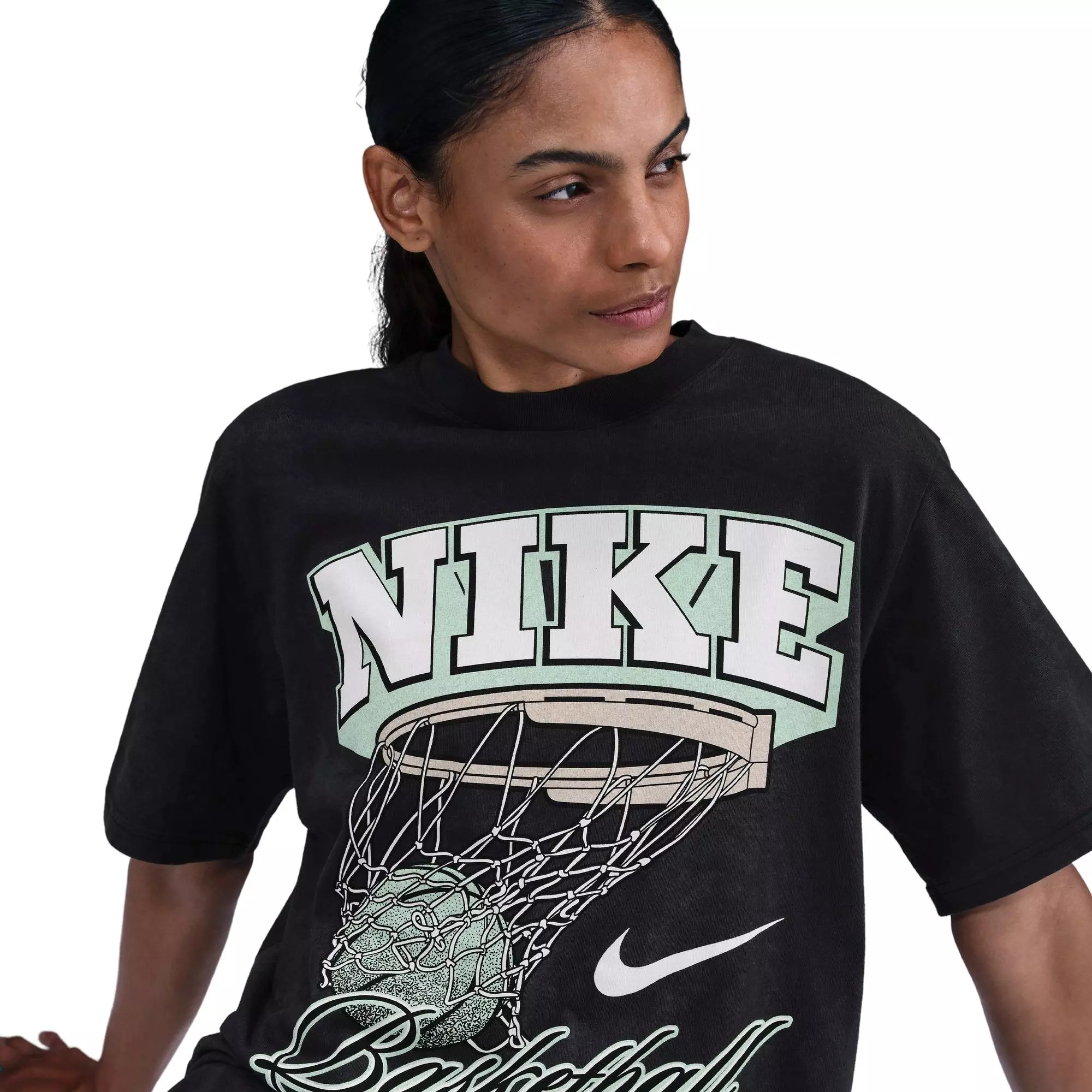Nike Women's Short-Sleeve Basketball Tee-Black/Teal - BLACK/TEAL