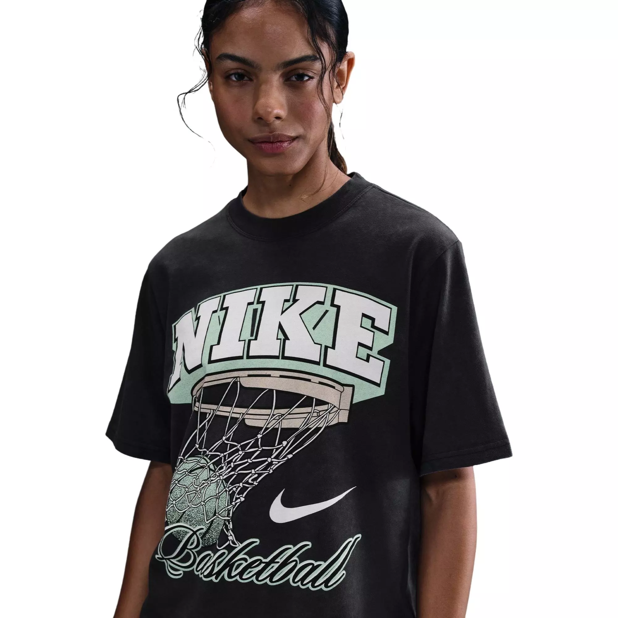 Nike Women's Short-Sleeve Basketball Tee-Black/Teal - BLACK/TEAL
