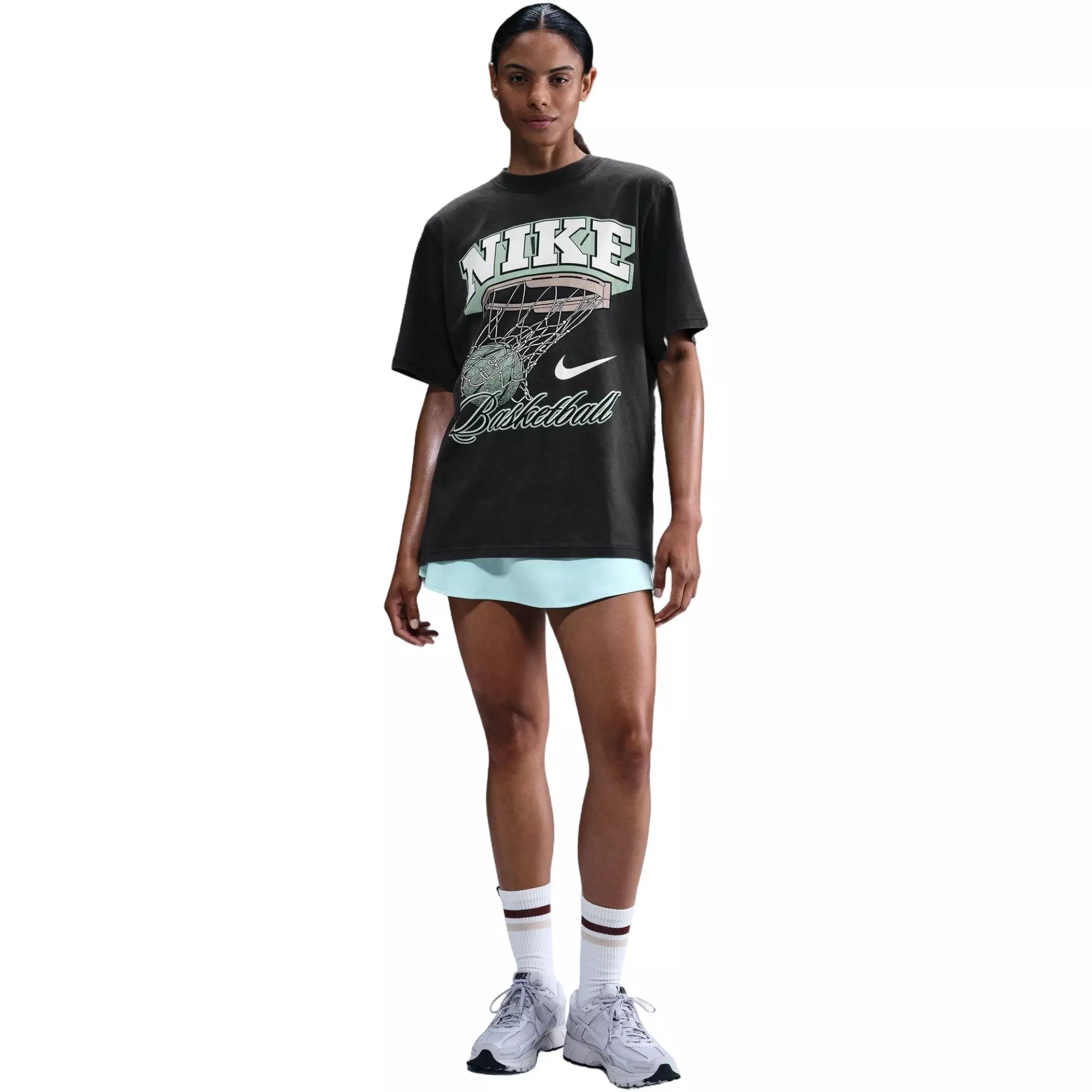 Nike Women's Short-Sleeve Basketball Tee-Black/Teal - BLACK/TEAL