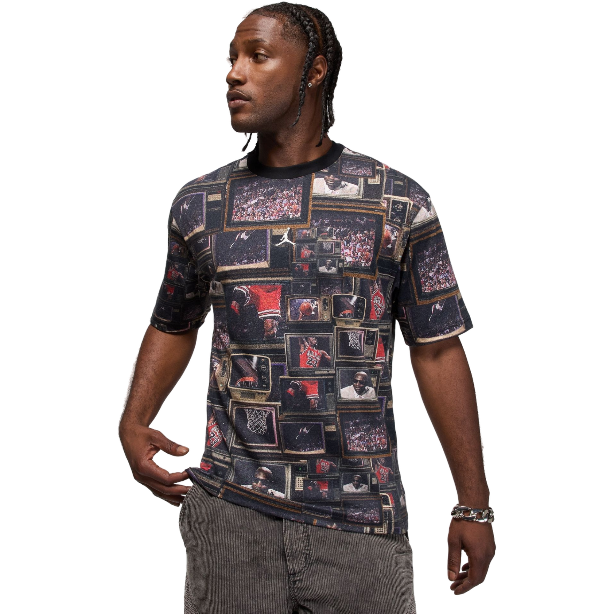 Jordan Men's Brooklyn Printed Tee - BLACK Thumbnail View 1