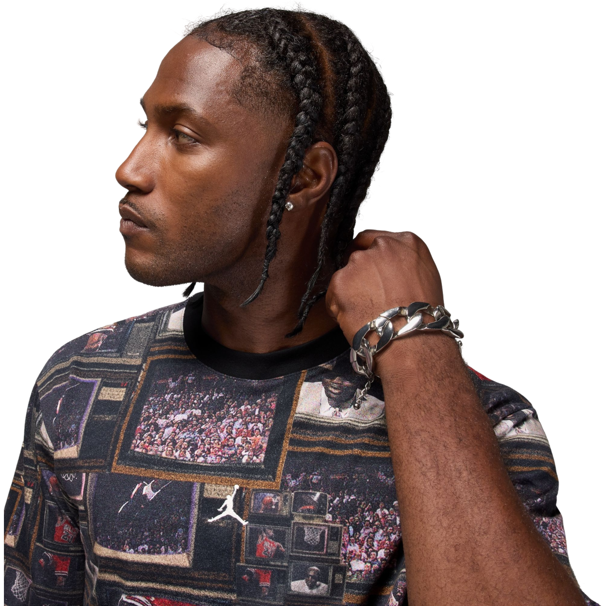 Jordan Men's Brooklyn Printed Tee - BLACK Thumbnail View 3