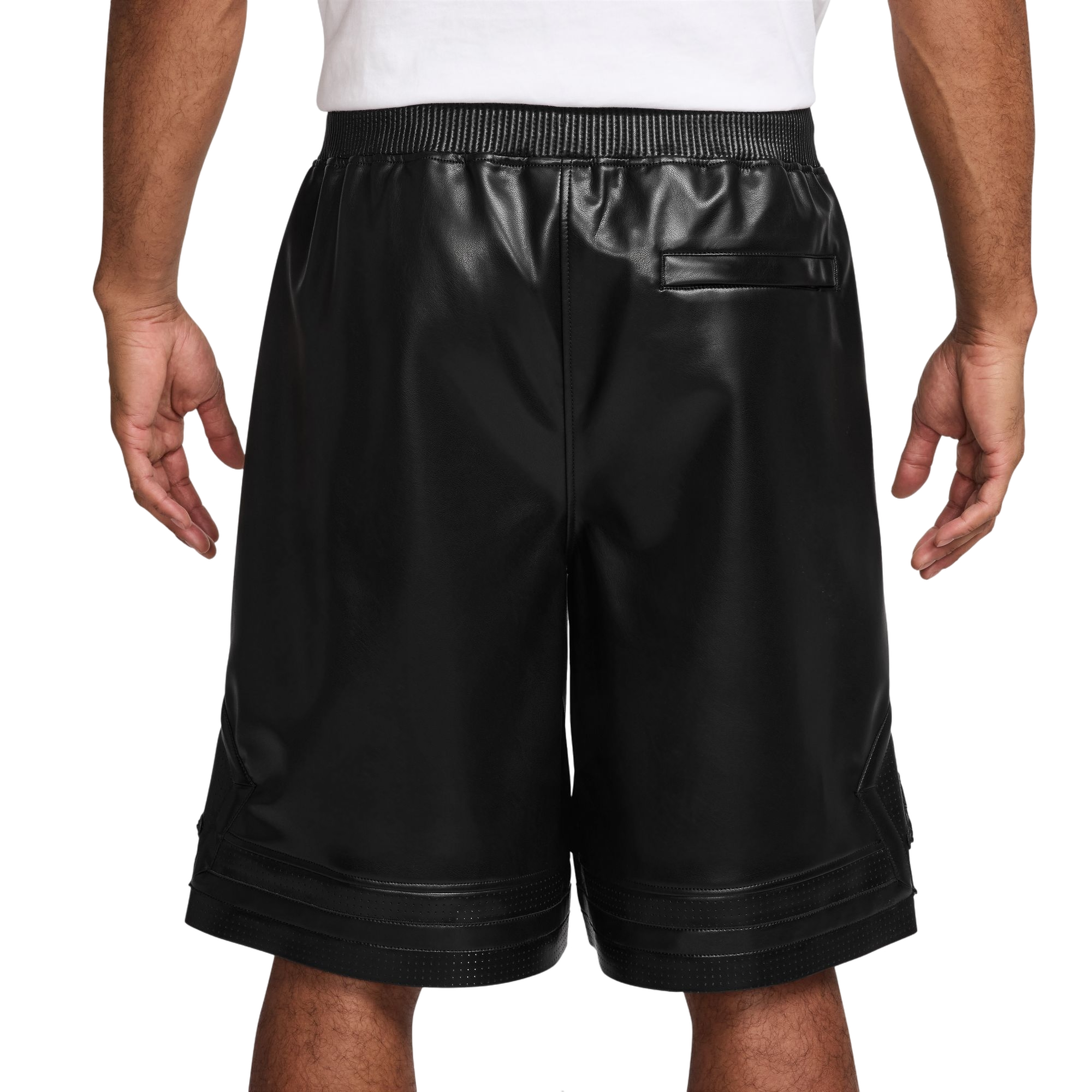 Jordan Men's Vegan Leather Diamond Shorts - BLACK Thumbnail View 2
