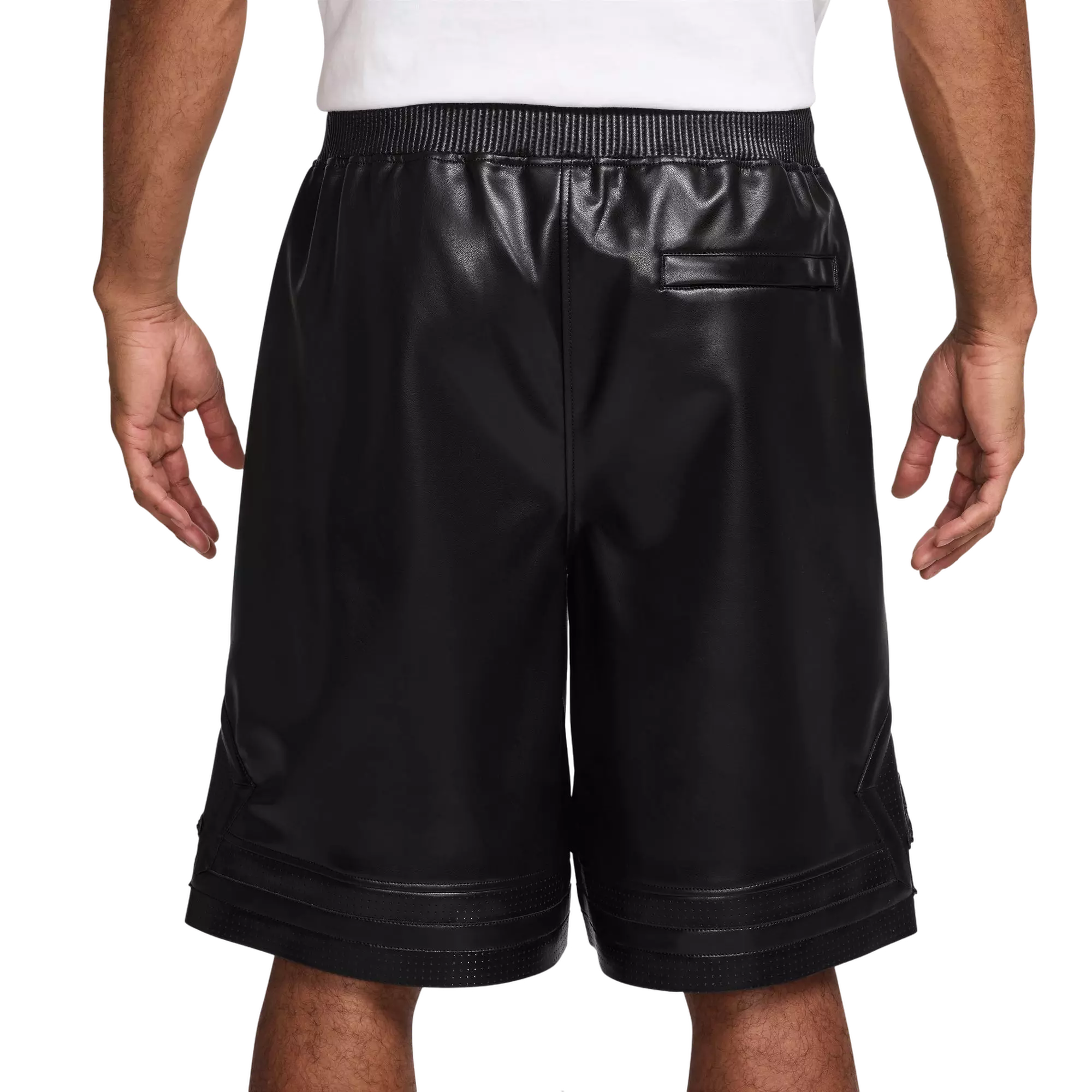 Jordan Men's Vegan Leather Diamond Shorts - BLACK