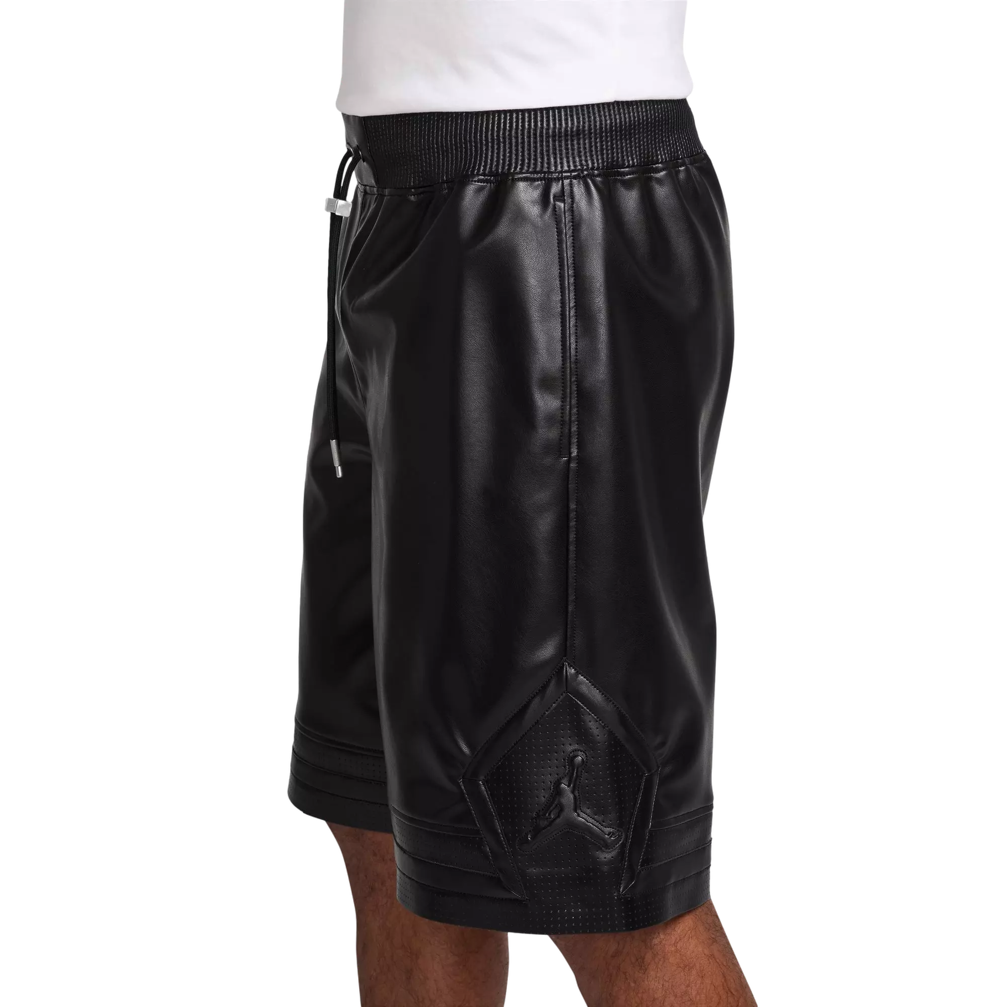 Jordan Men's Vegan Leather Diamond Shorts - BLACK