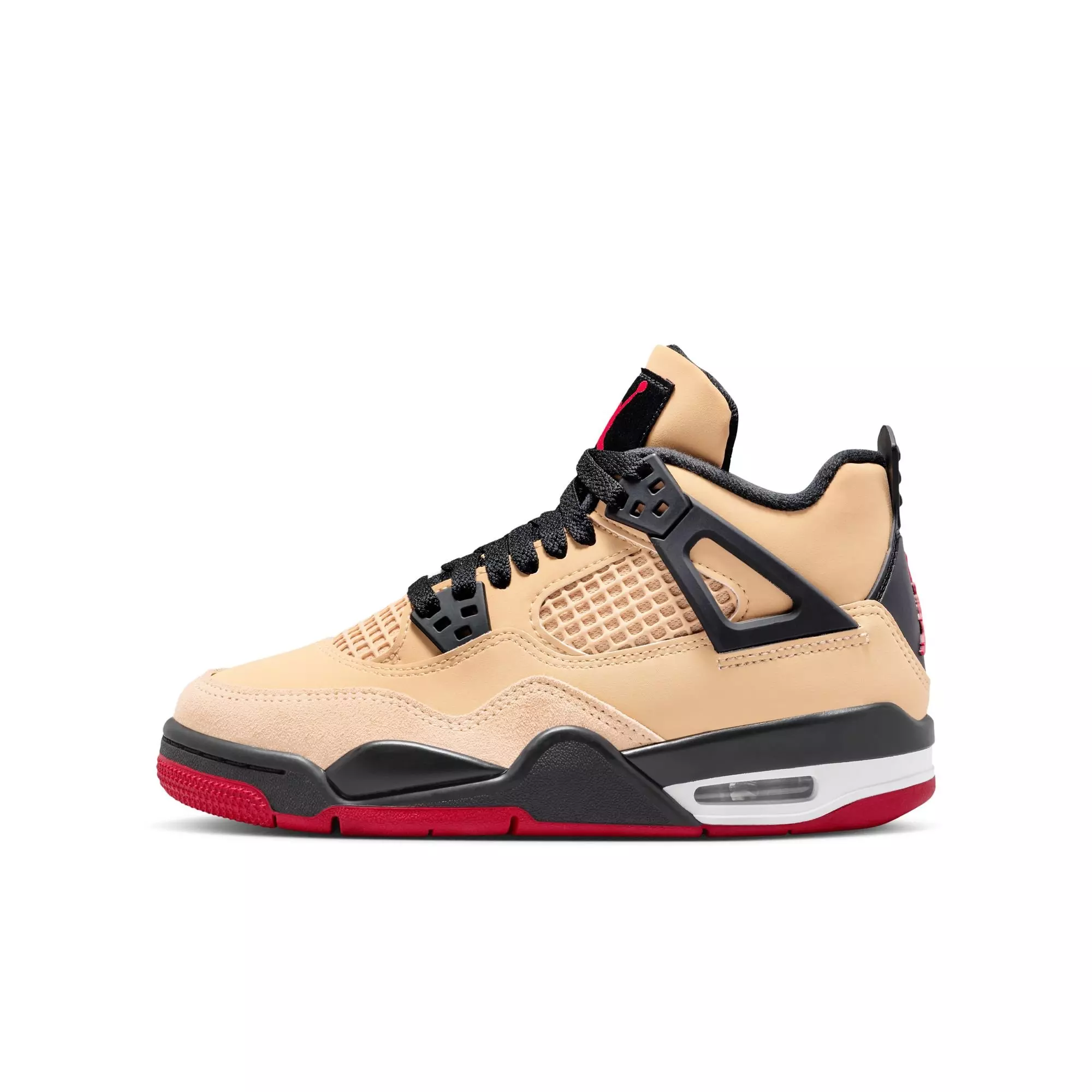 Jordan 4 Retro "Pizza" Grade School Kids' Shoe - SESAME/FIRE RED/BLACK