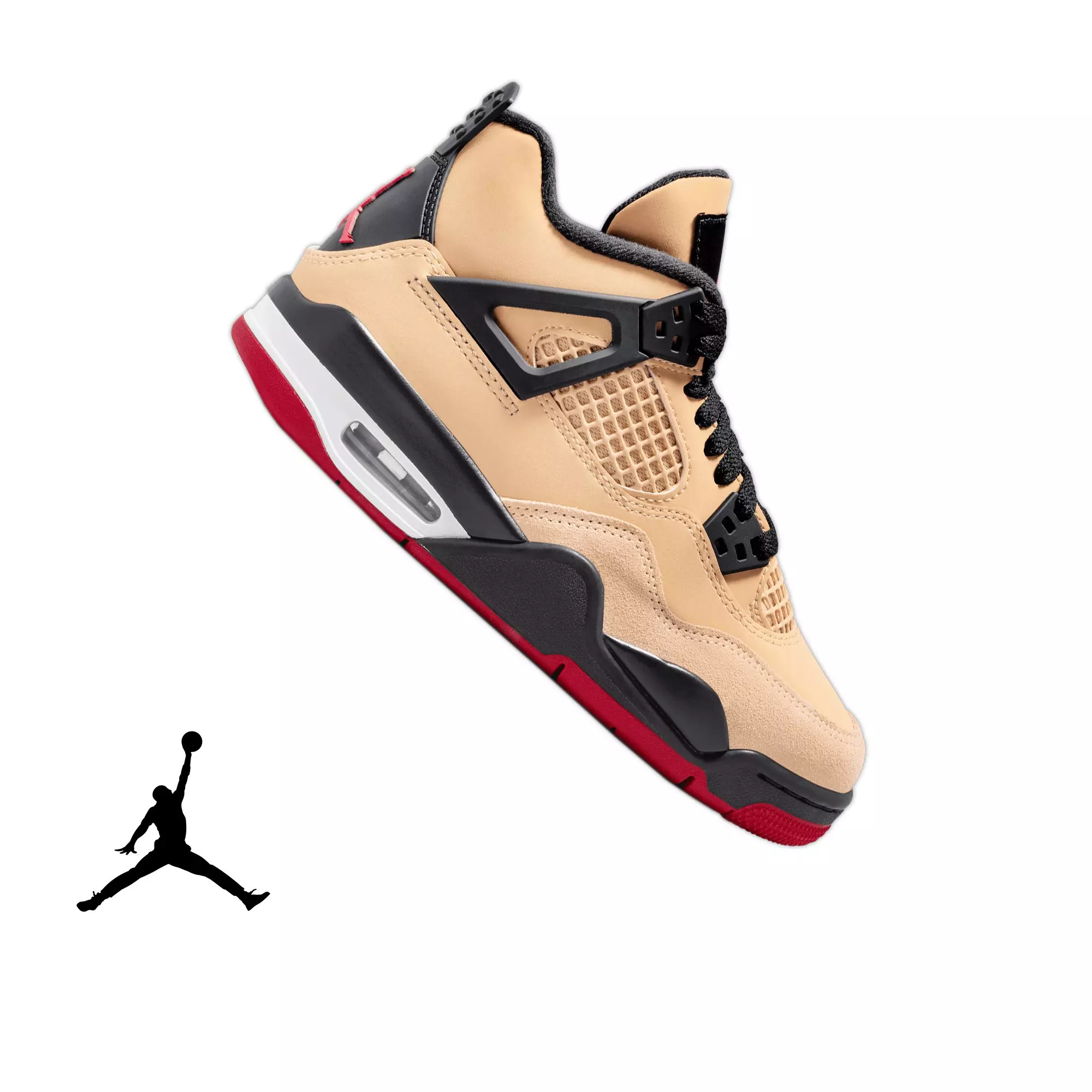 Jordan 4 Retro "Pizza" Grade School Kids' Shoe - SESAME/FIRE RED/BLACK
