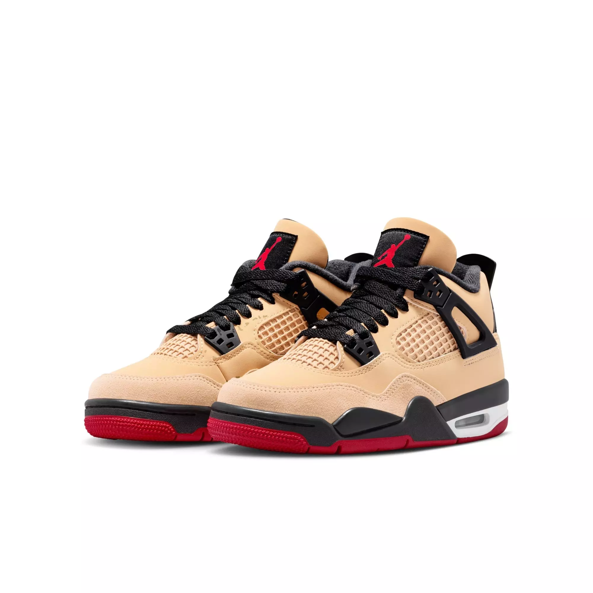 Jordan 4 Retro "Pizza" Grade School Kids' Shoe - SESAME/FIRE RED/BLACK