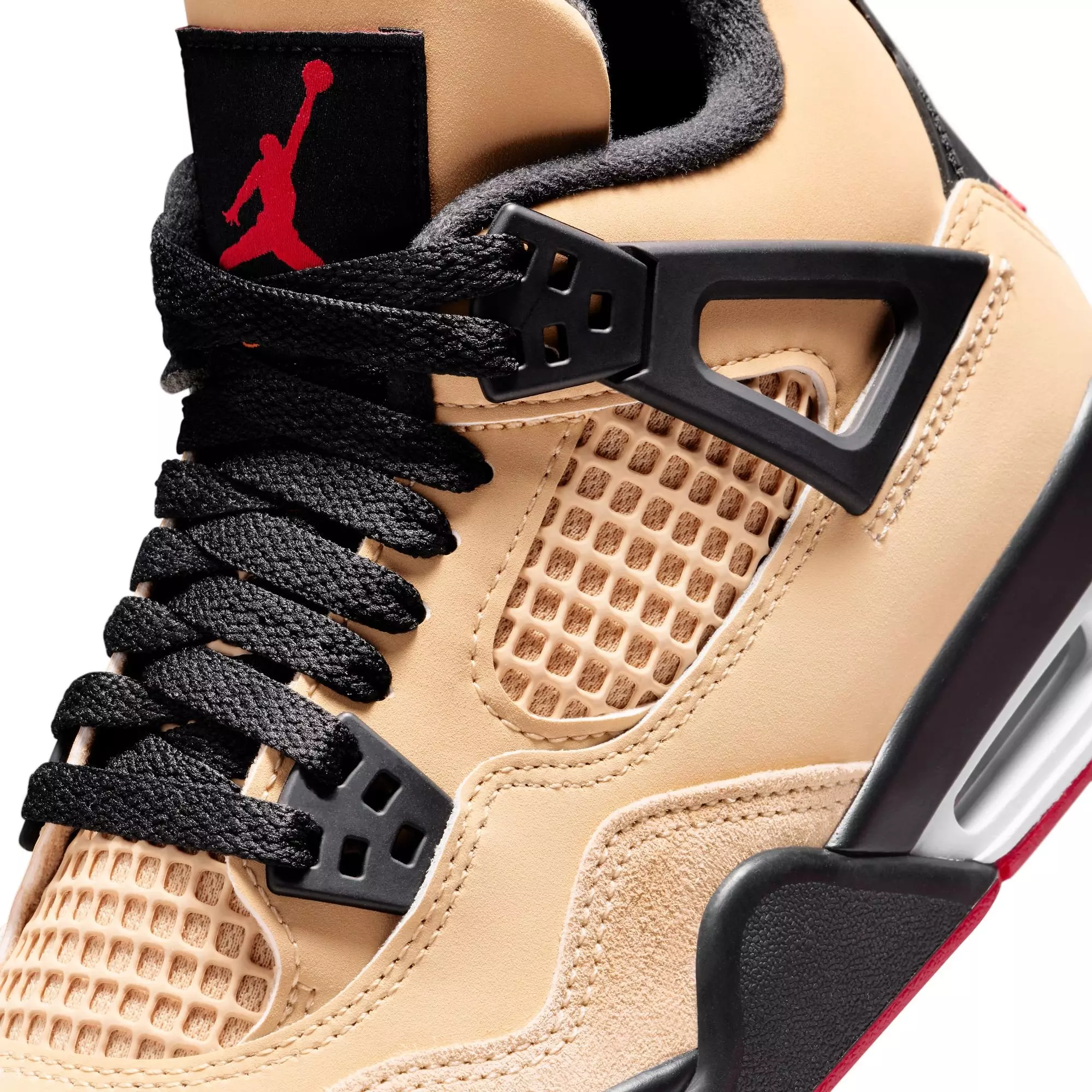 Jordan 4 Retro "Pizza" Grade School Kids' Shoe - SESAME/FIRE RED/BLACK