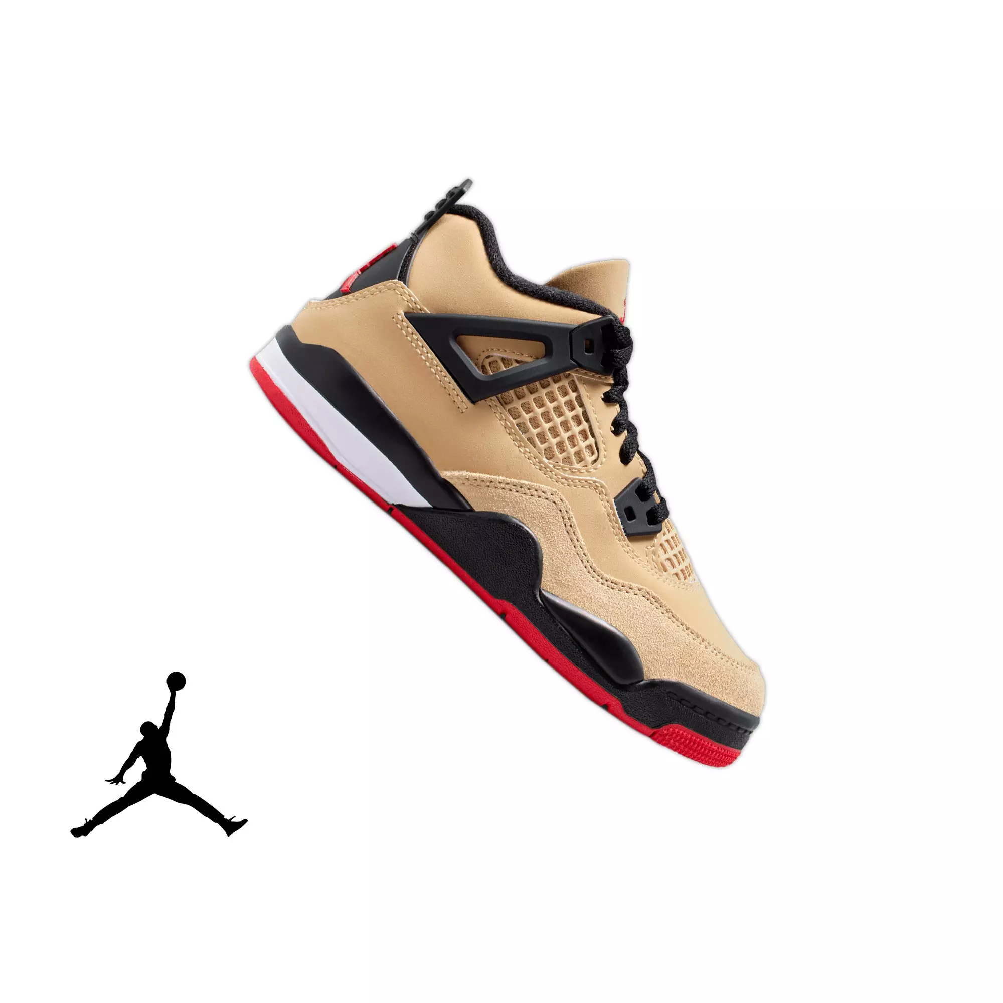 Jordan 4 Retro "Pizza" Preschool Kids' Shoe - SESAME/FIRE RED/BLACK