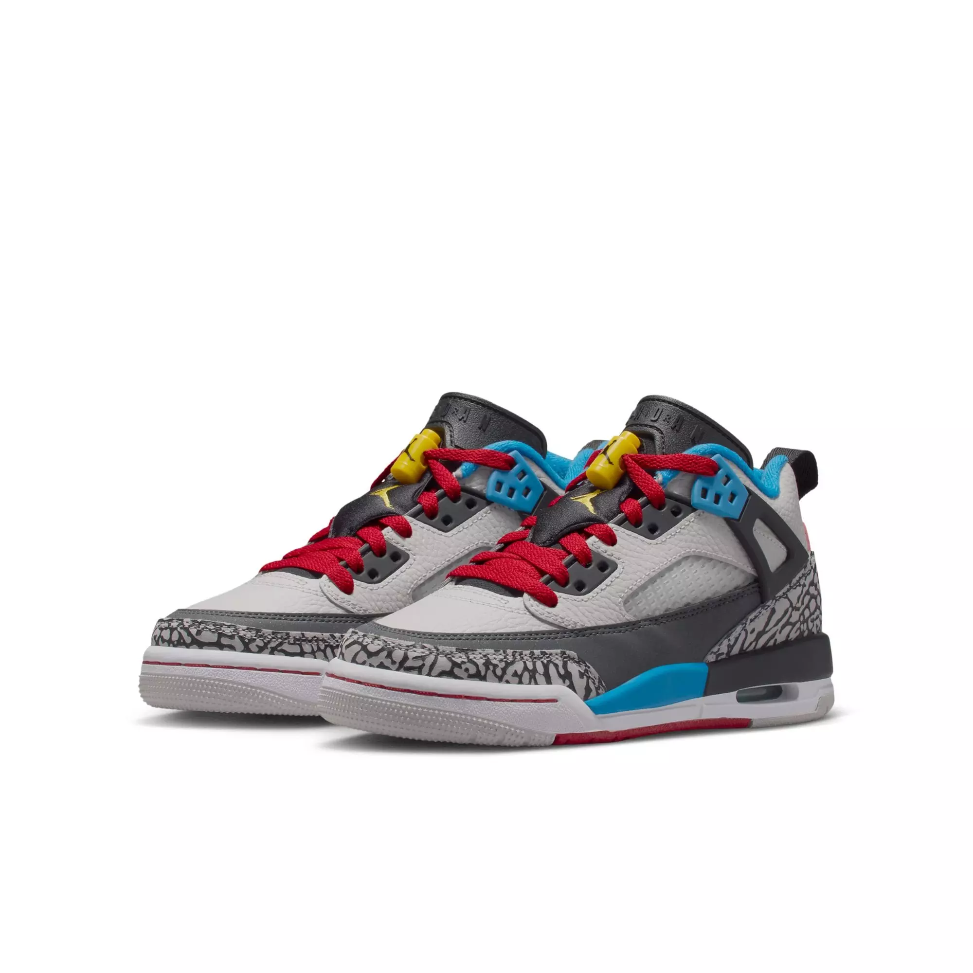 Jordan Spizike Low SE "Neutral Grey/Varsity Maize/Surf Blue" Grade School Boys' Shoe - GREY/BLUE/BLACK