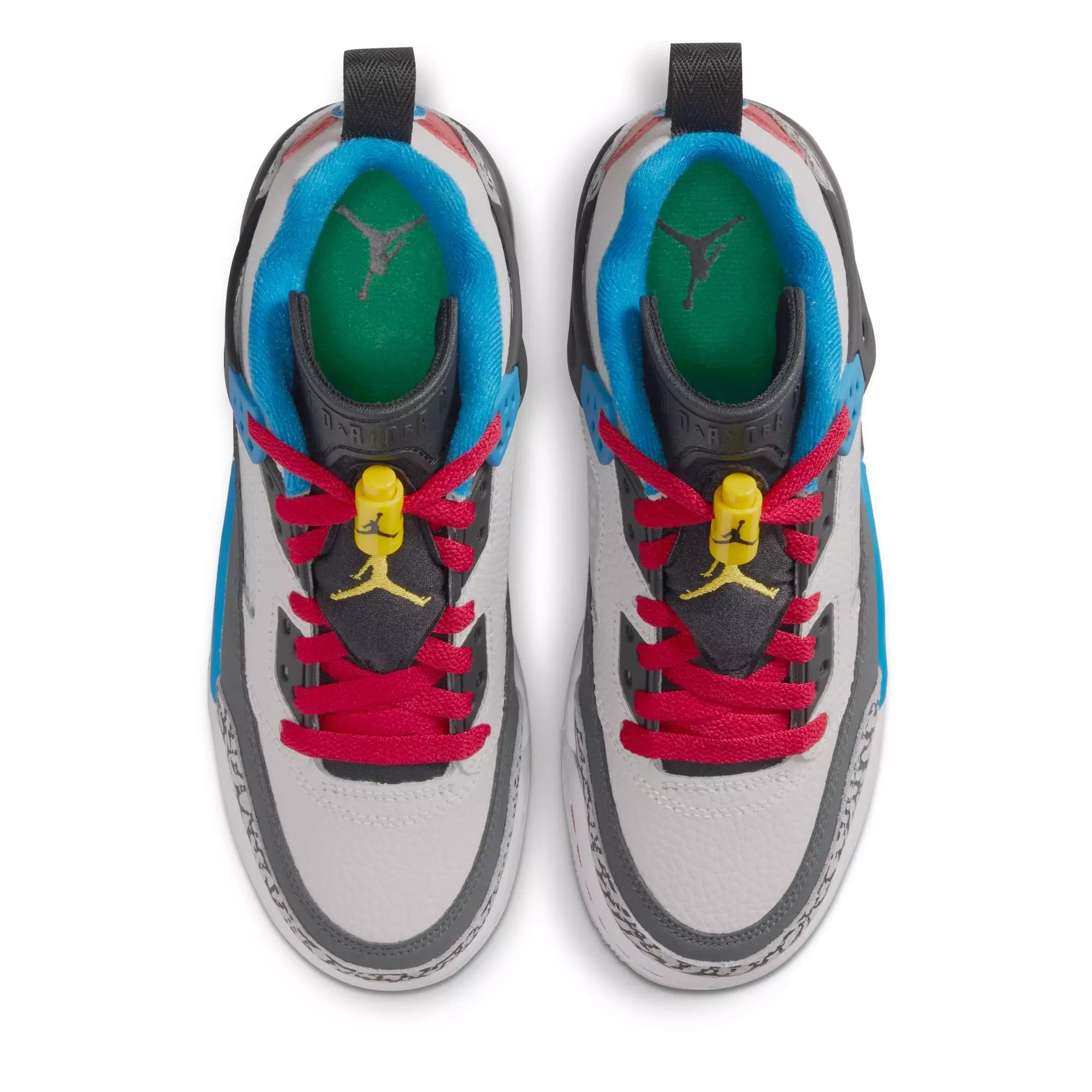 Jordan Spizike Low SE "Neutral Grey/Varsity Maize/Surf Blue" Grade School Boys' Shoe - GREY/BLUE/BLACK