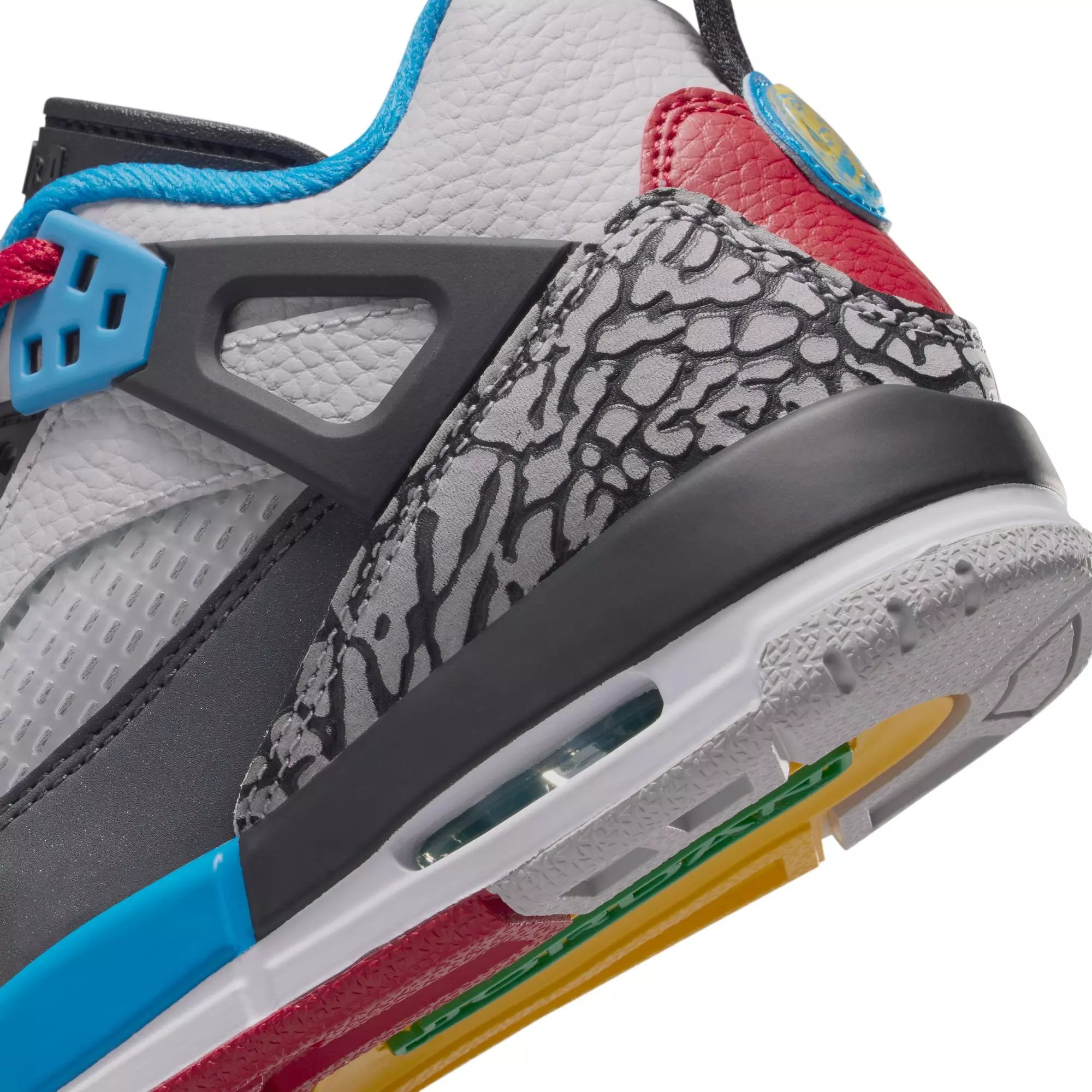 Jordan Spizike Low SE "Neutral Grey/Varsity Maize/Surf Blue" Grade School Boys' Shoe - GREY/BLUE/BLACK