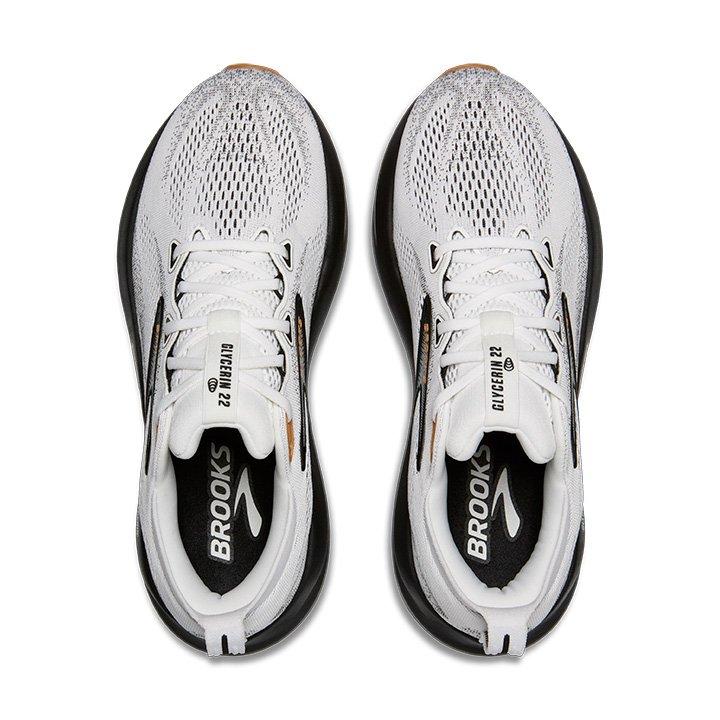 Brooks Glycerin 22 "White/Black/Gum" Men's Running Shoe - WHITE/BLACK Thumbnail View 8