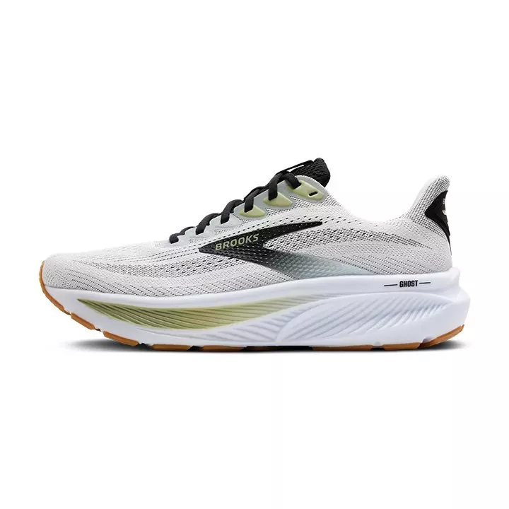 Brooks Ghost 17 "White/Pink Clay/Gecko" Men's Running Shoe - WHITE/BLACK/GREEN