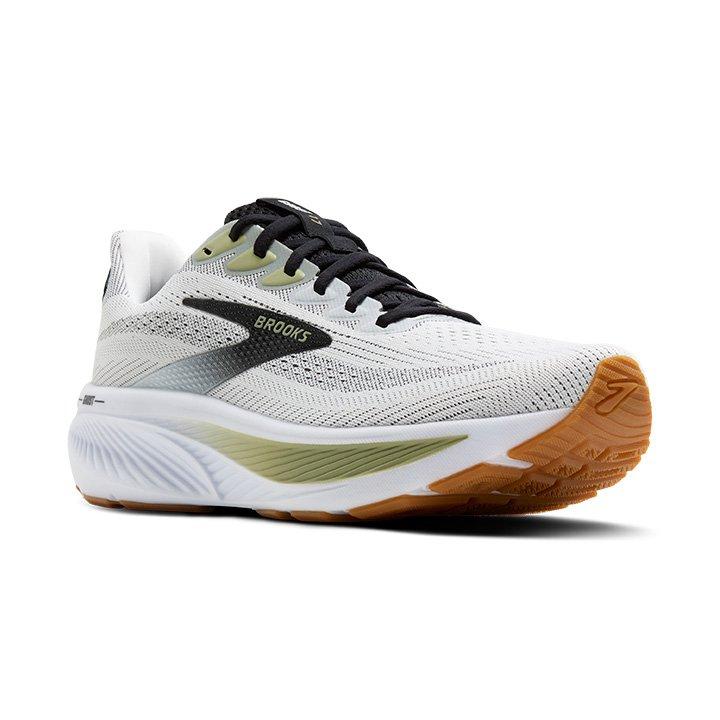 Brooks Ghost 17 "White/Pink Clay/Gecko" Men's Running Shoe - WHITE/BLACK/GREEN Thumbnail View 5