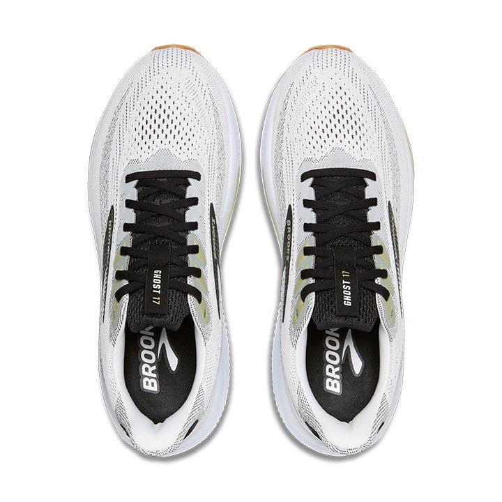 Brooks Ghost 17 "White/Pink Clay/Gecko" Men's Running Shoe - WHITE/BLACK/GREEN Thumbnail View 3