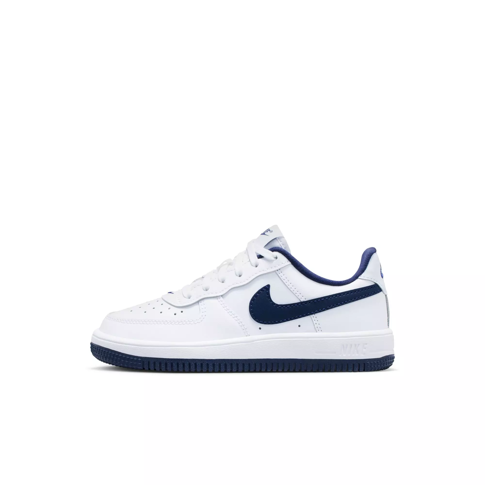Nike Air Force 1 Low "White/Midnight Navy/Football Grey" Preschool Boys' Shoe - WHITE/BLUE
