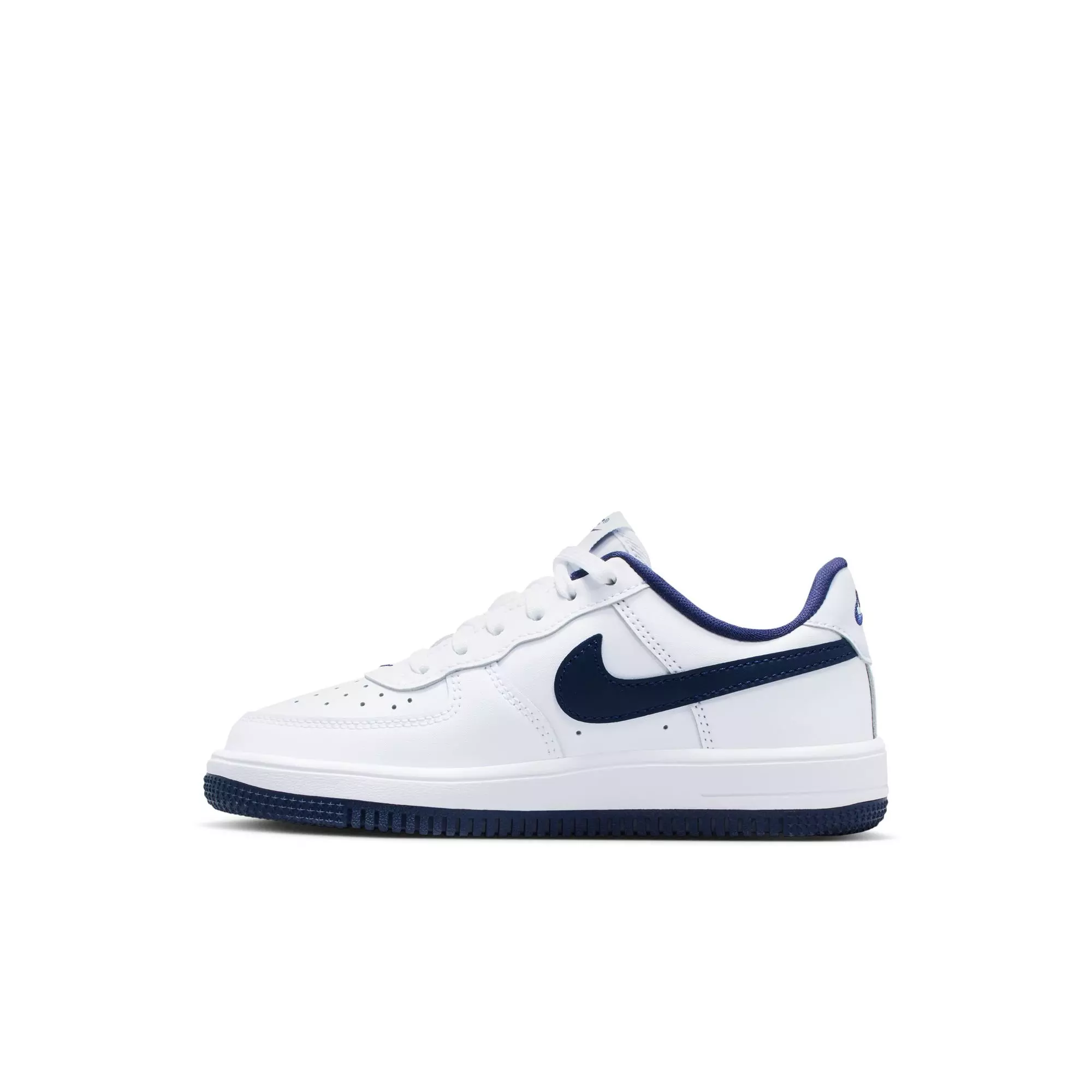 Nike Air Force 1 Low "White/Midnight Navy/Football Grey" Preschool Boys' Shoe - WHITE/BLUE
