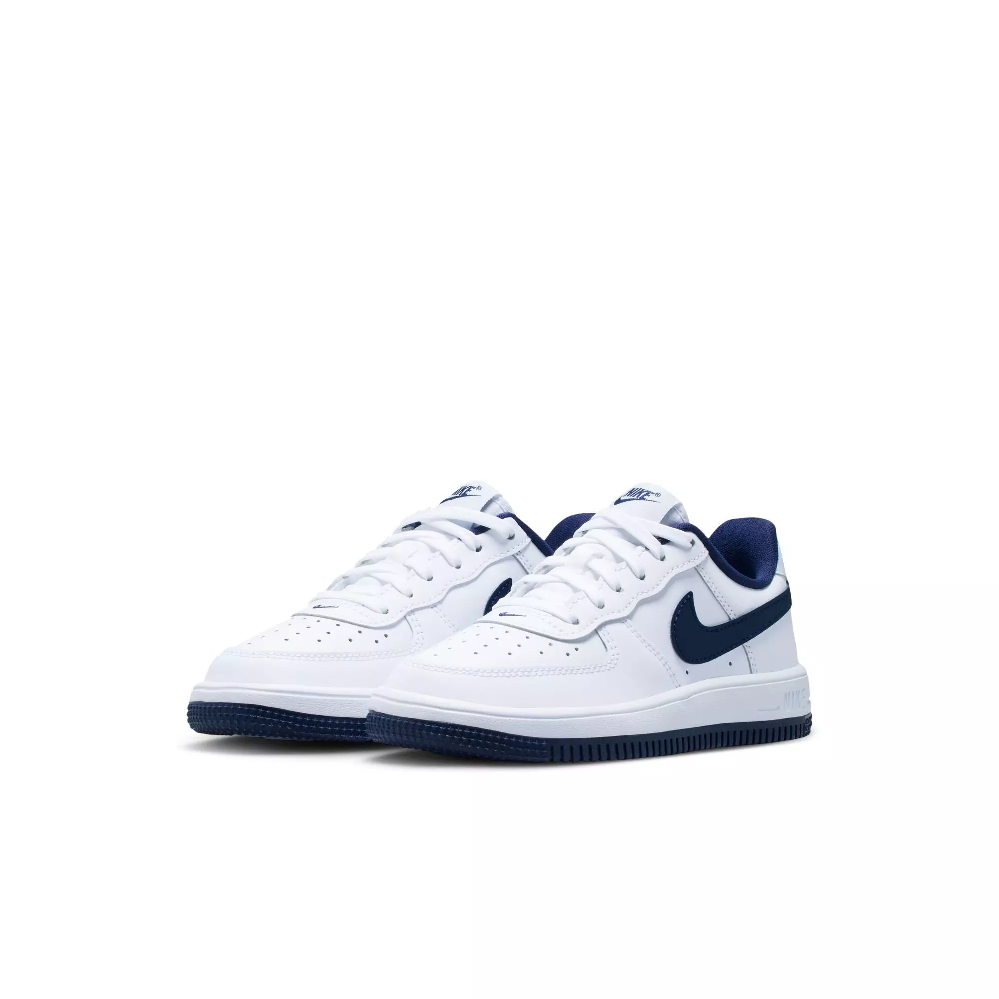 Nike Air Force 1 Low "White/Midnight Navy/Football Grey" Preschool Boys' Shoe - WHITE/BLUE