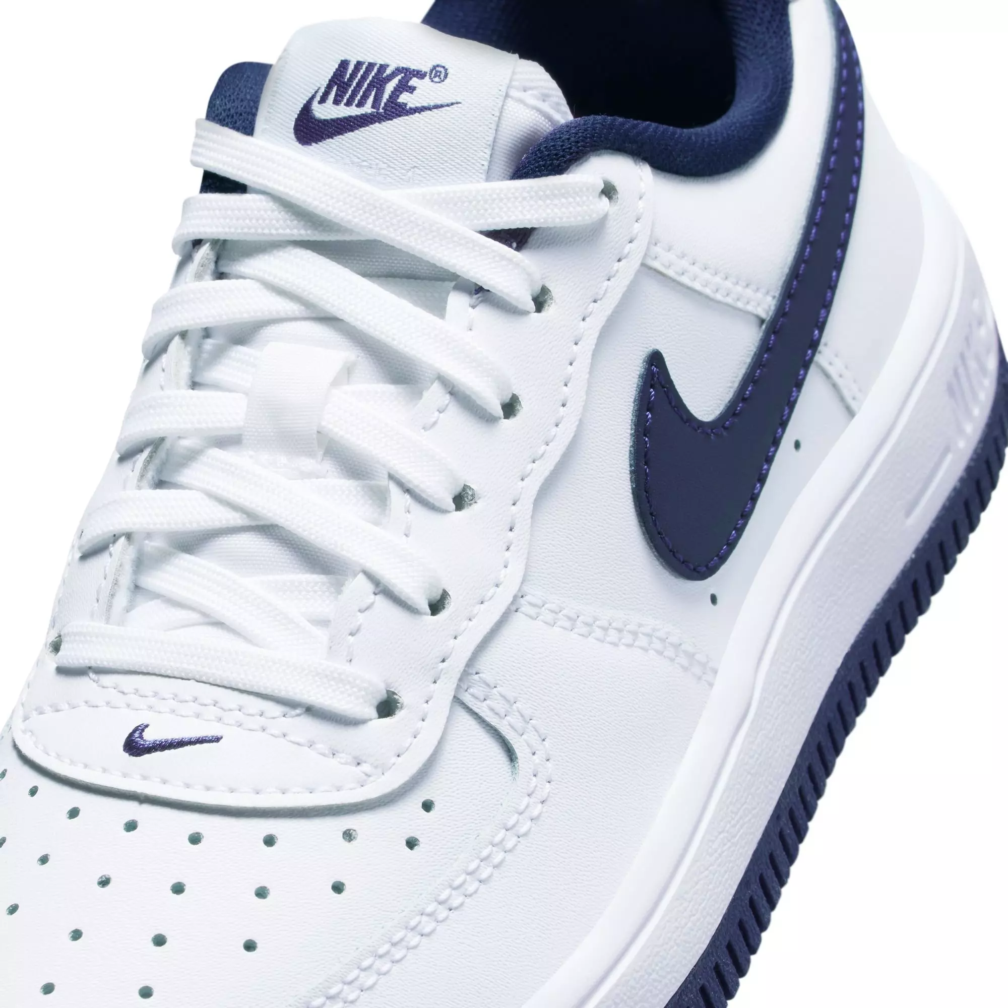 Nike Air Force 1 Low "White/Midnight Navy/Football Grey" Preschool Boys' Shoe - WHITE/BLUE