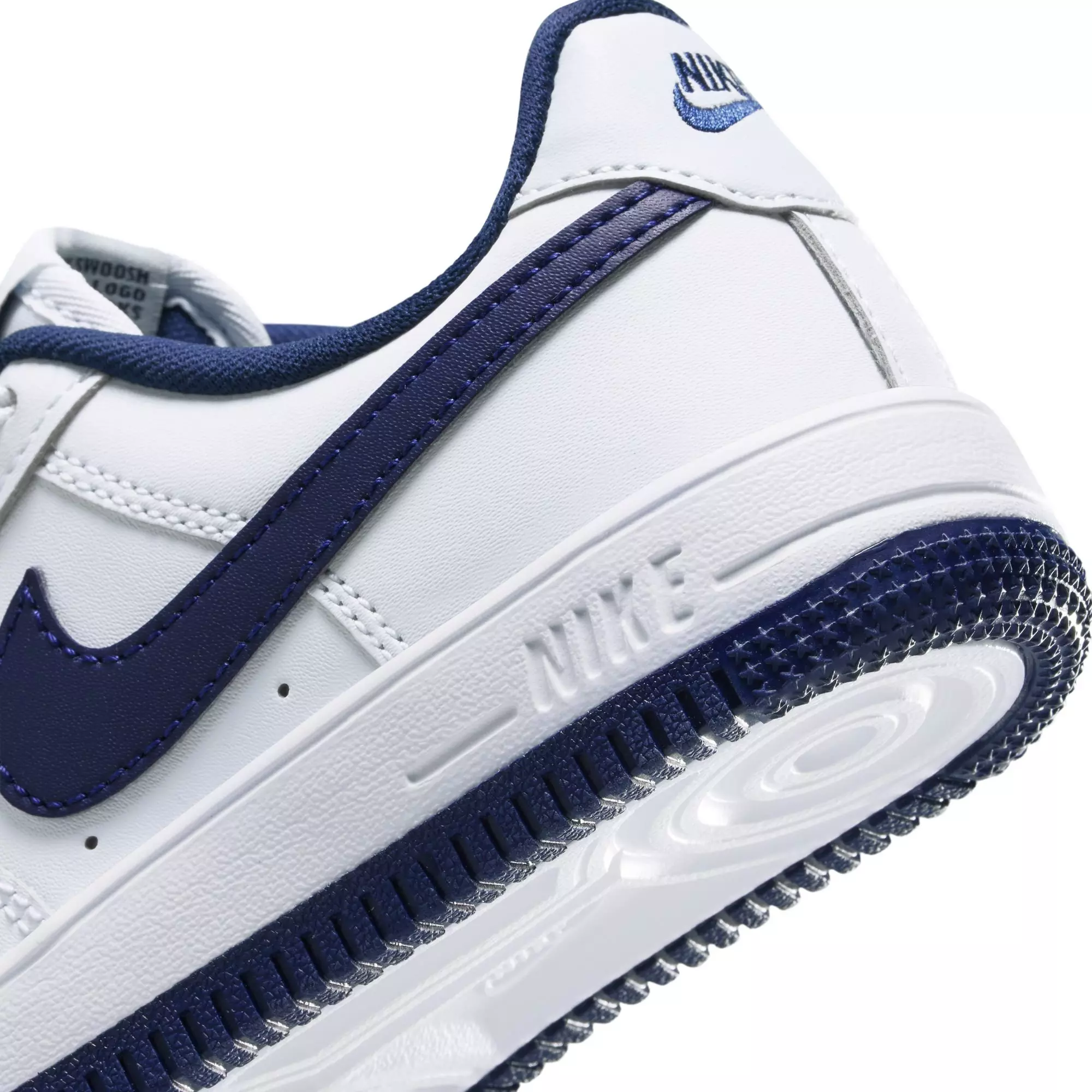 Nike Air Force 1 Low "White/Midnight Navy/Football Grey" Preschool Boys' Shoe - WHITE/BLUE