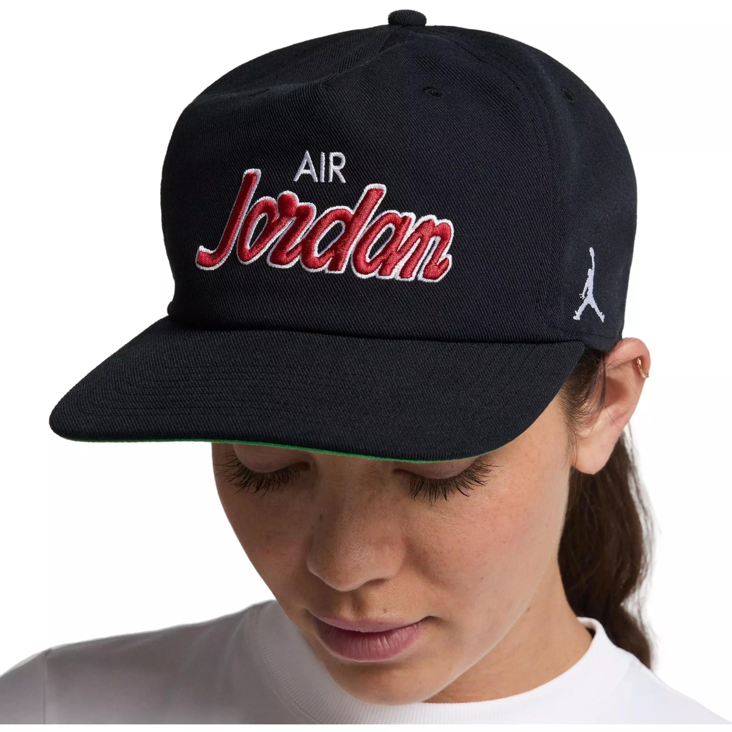 Jordan Script Slouch Snapback Hat-Black - BLACK