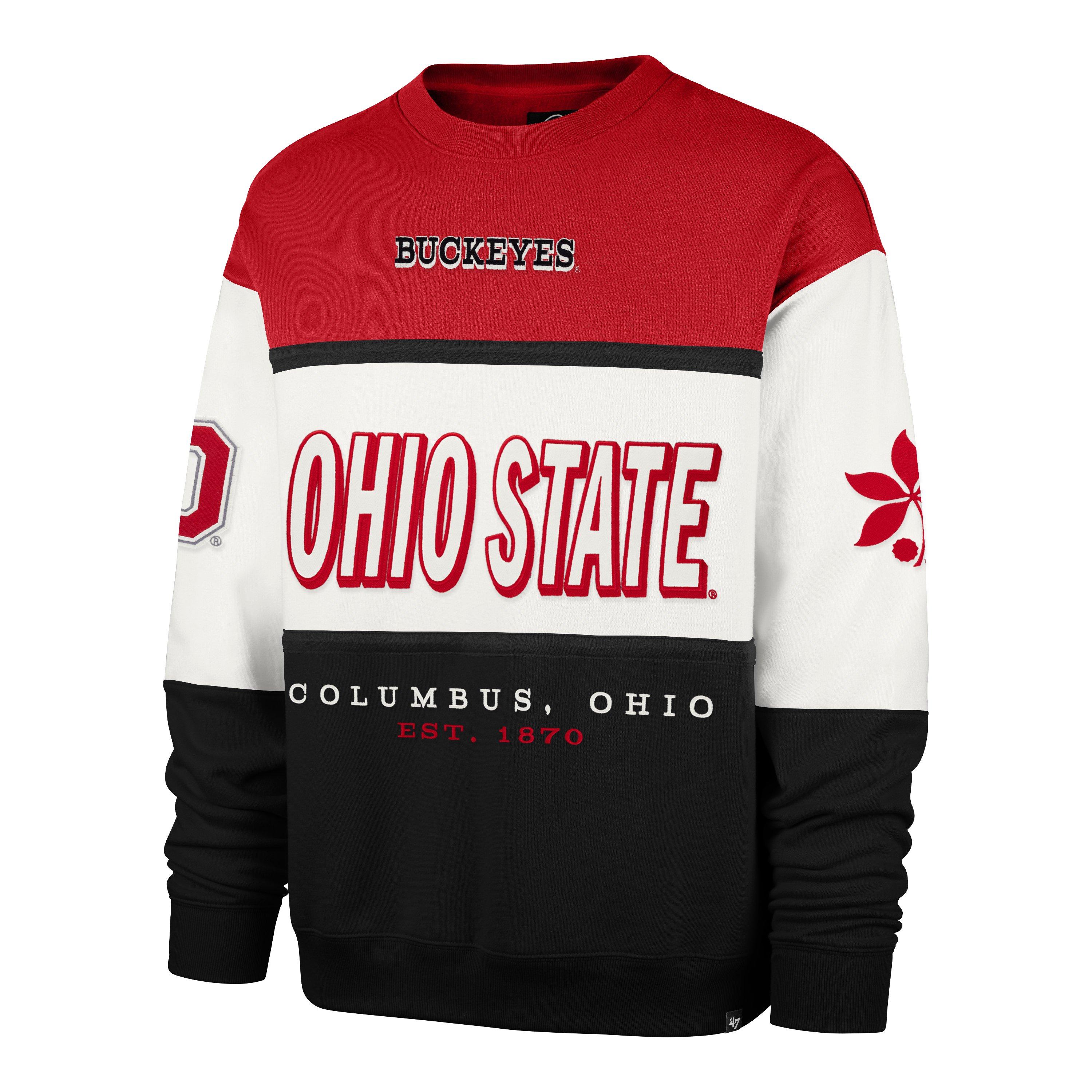 '47 Ohio State Buckeyes Maximalist Crew Fleece Sweater-Red - RED Thumbnail View 1