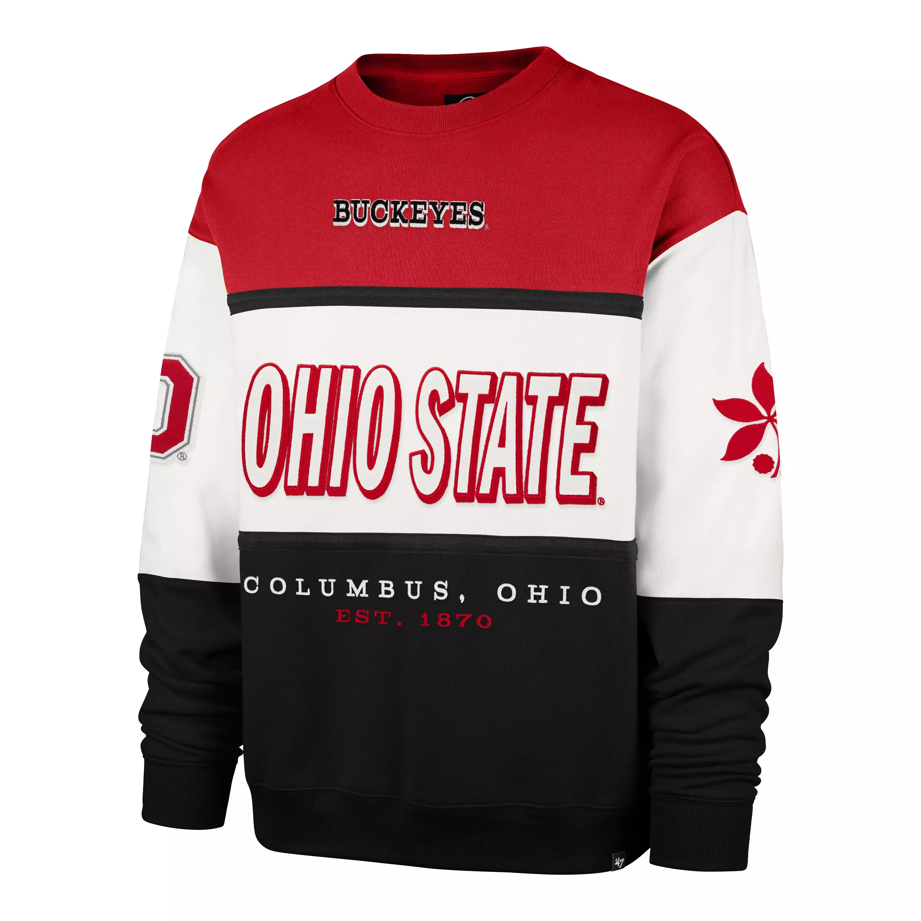 '47 Ohio State Buckeyes Maximalist Crew Fleece Sweater-Red - RED