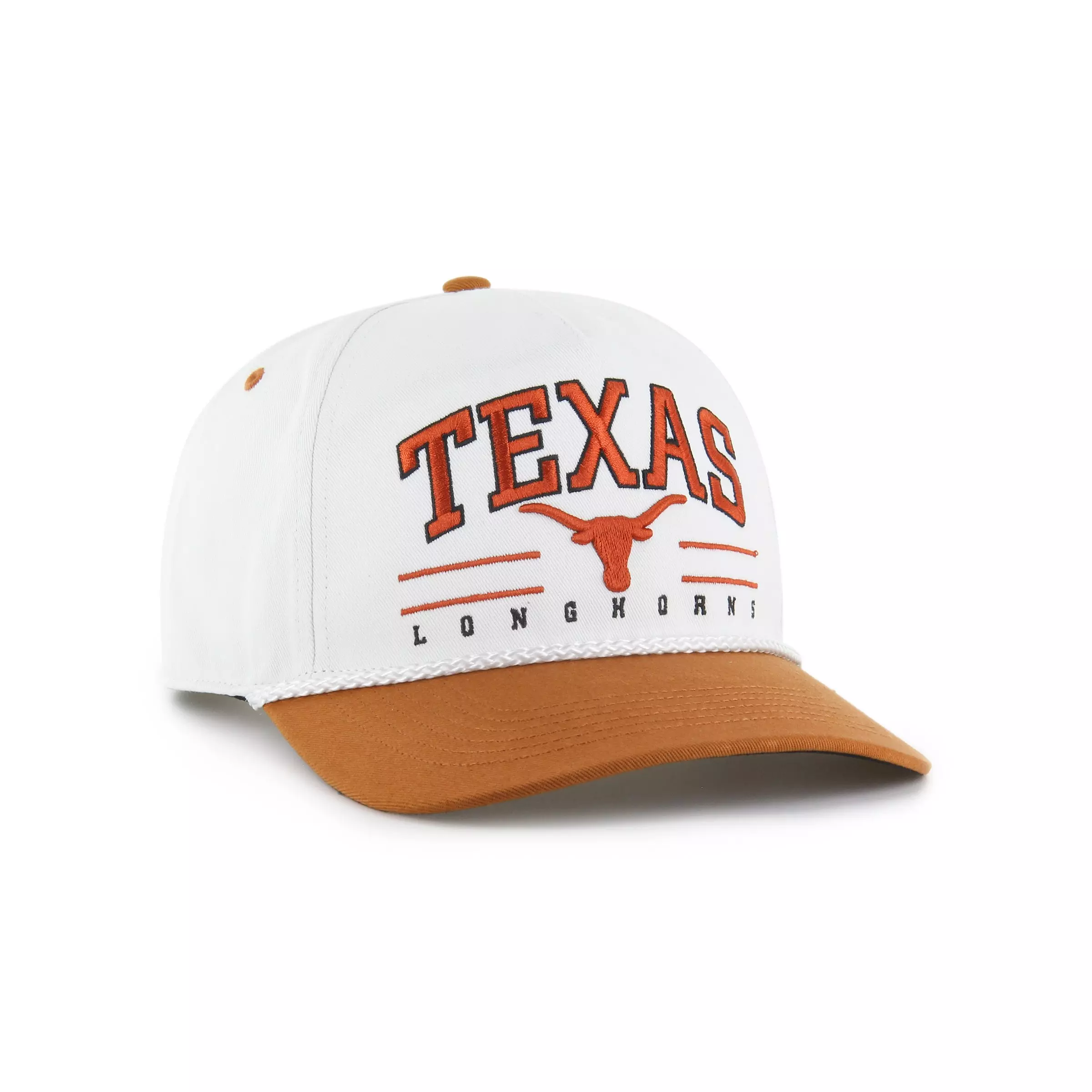 '47 Texas Longhorns Roscoe Rope Hitch Snapback Cap-White - WHITE
