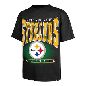 '47 Pittsburgh Steelers Hot Corner Short Sleeve Tee-Black